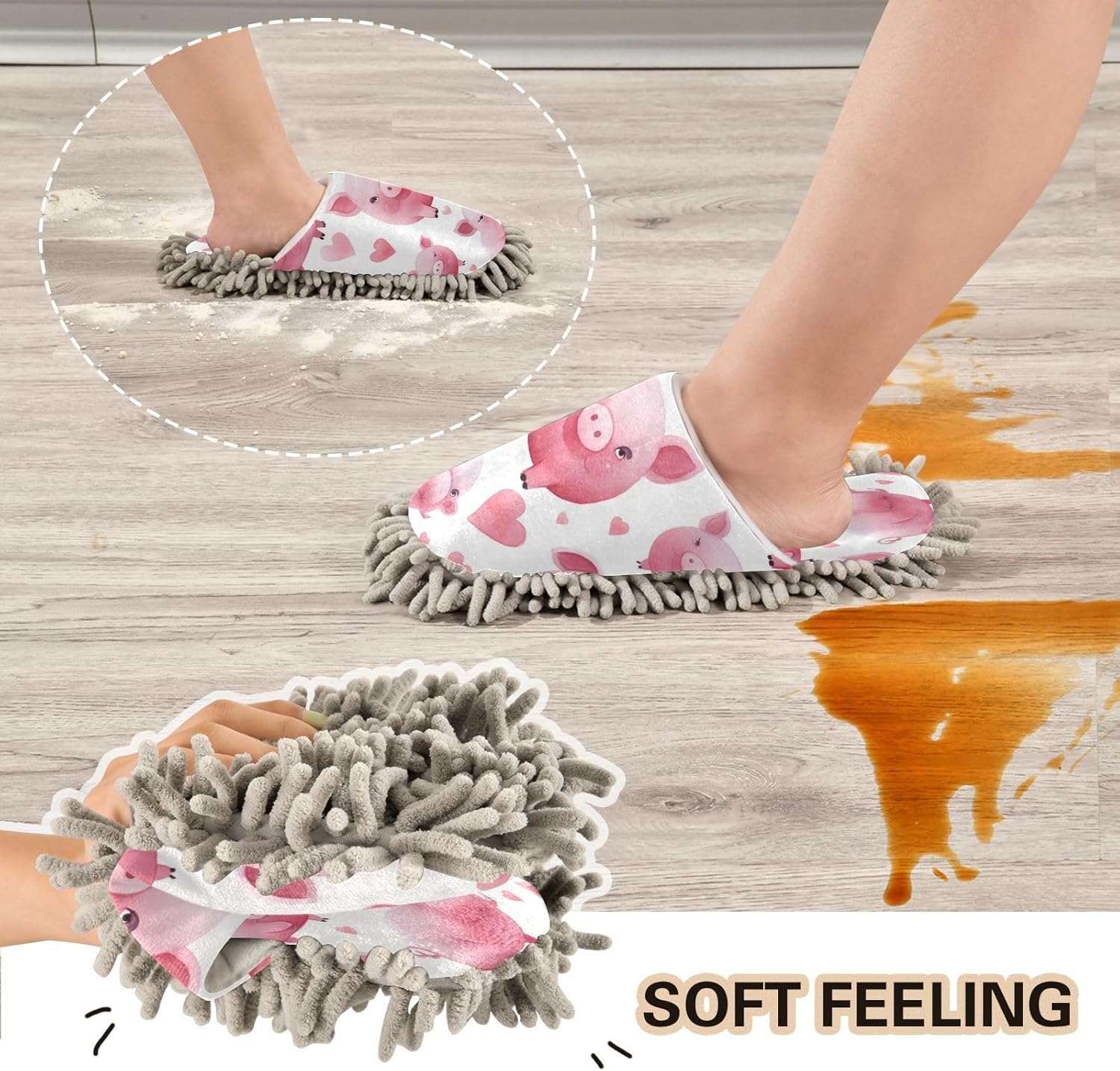 Zhirexin Mop Slippers Microfiber Dusting Shoes for Men Women