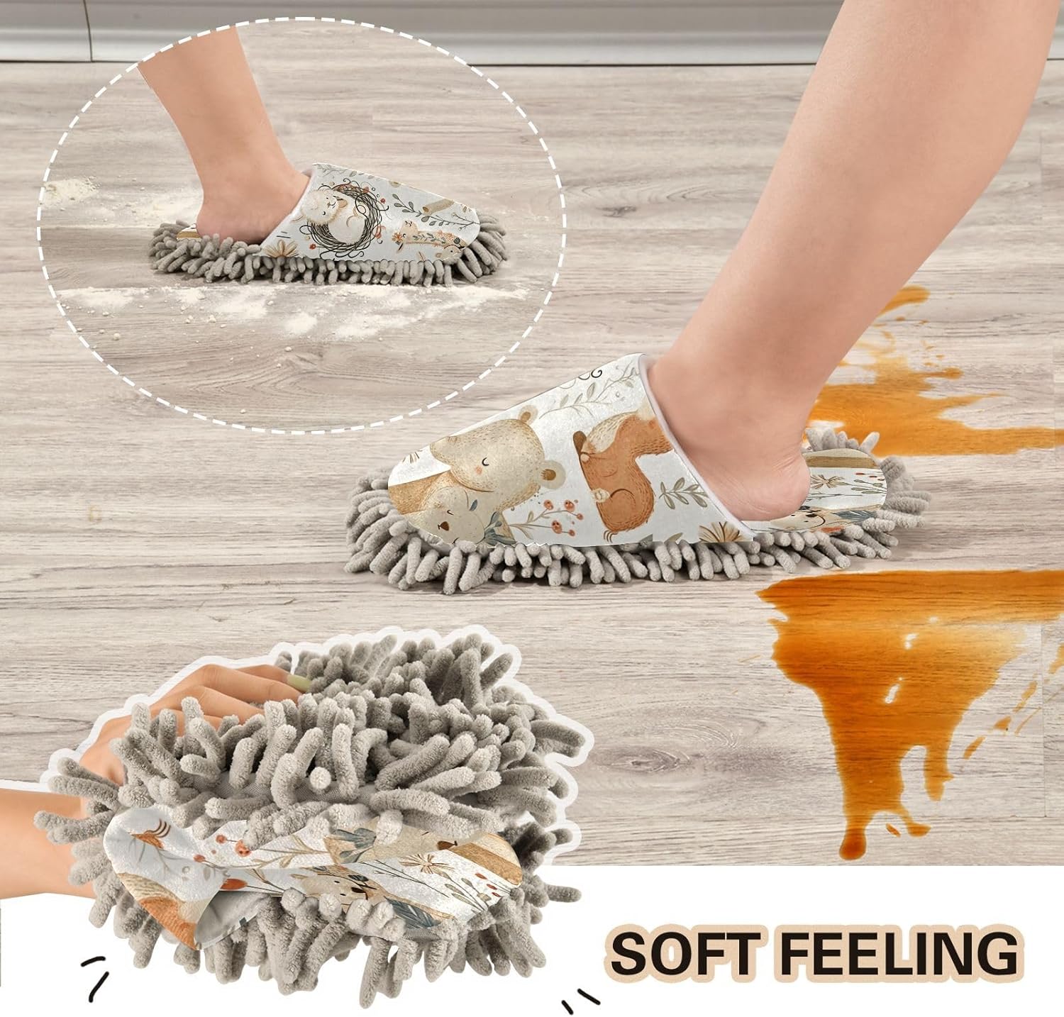 Zhirexin Cartoon Animal Cleaning Slippers