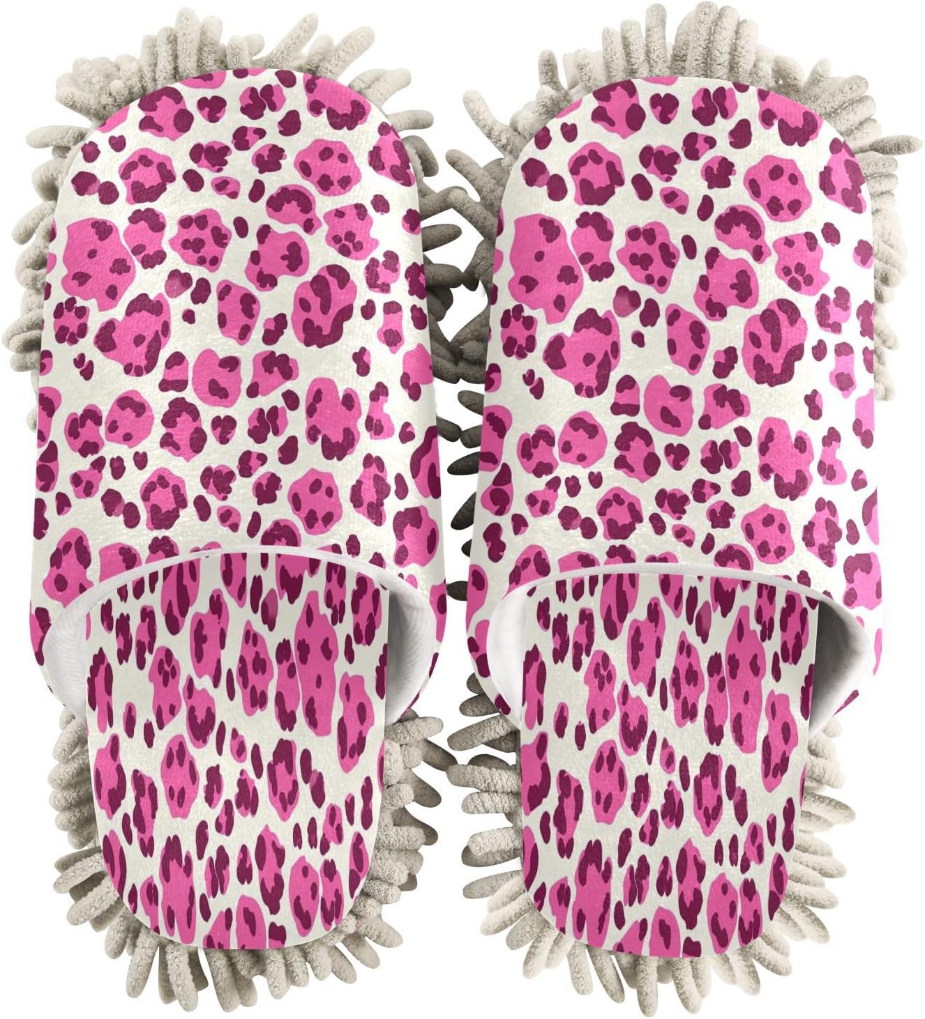 Zhirexin Leopard Mop Slippers for House Cleaning