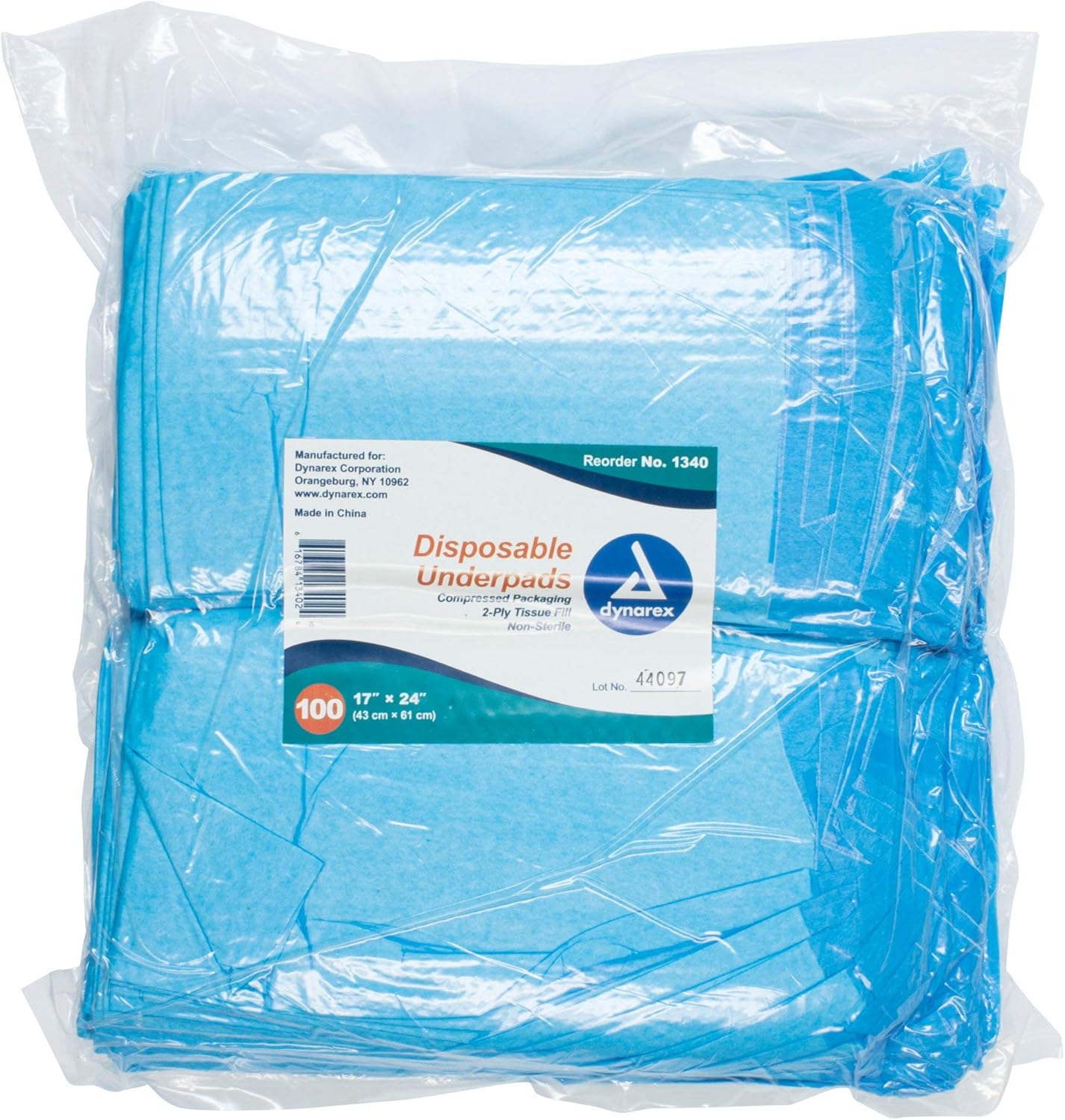 Dynarex 1340 Disposable UnderPad 2 Ply 17x24 15g Pack of 300