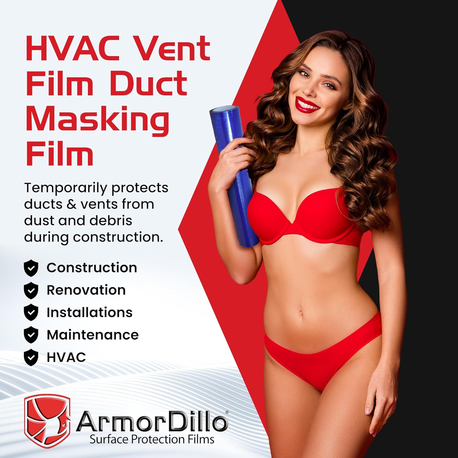 ArmorDillo HVAC Vent Film Duct Masking Tape 12 x 185