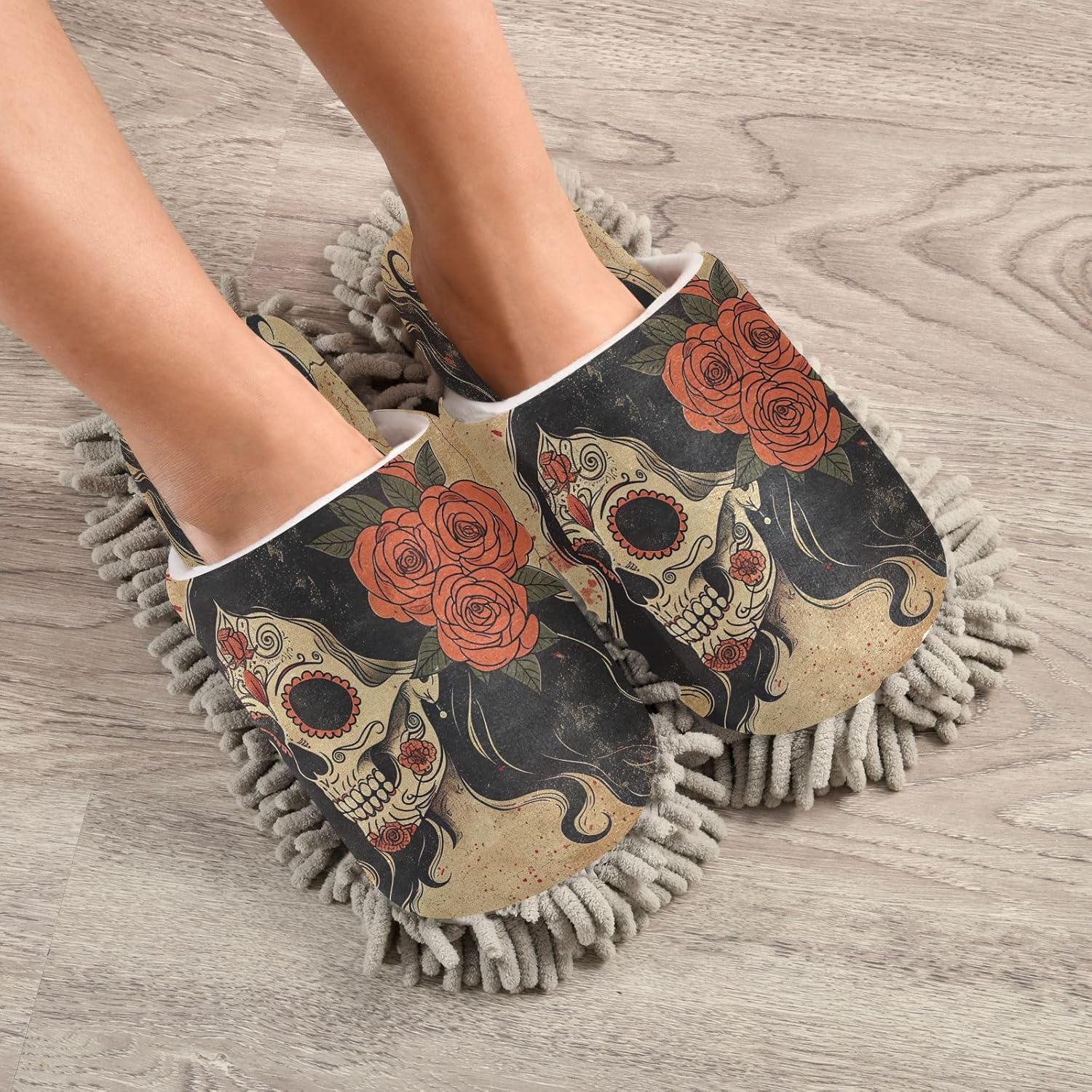 Zhirexin Rose Beauty Skeleton Cleaning Slippers