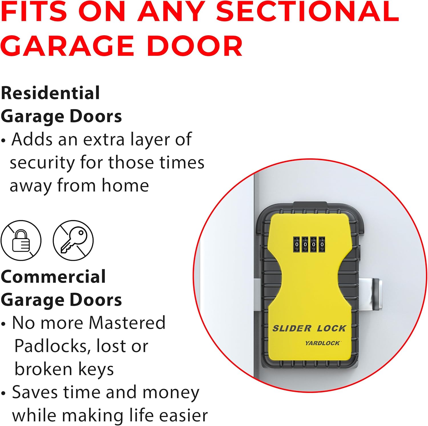 Yardlock Keyless Garage Door Slider Lock - 4 Dial Combination Deadlock