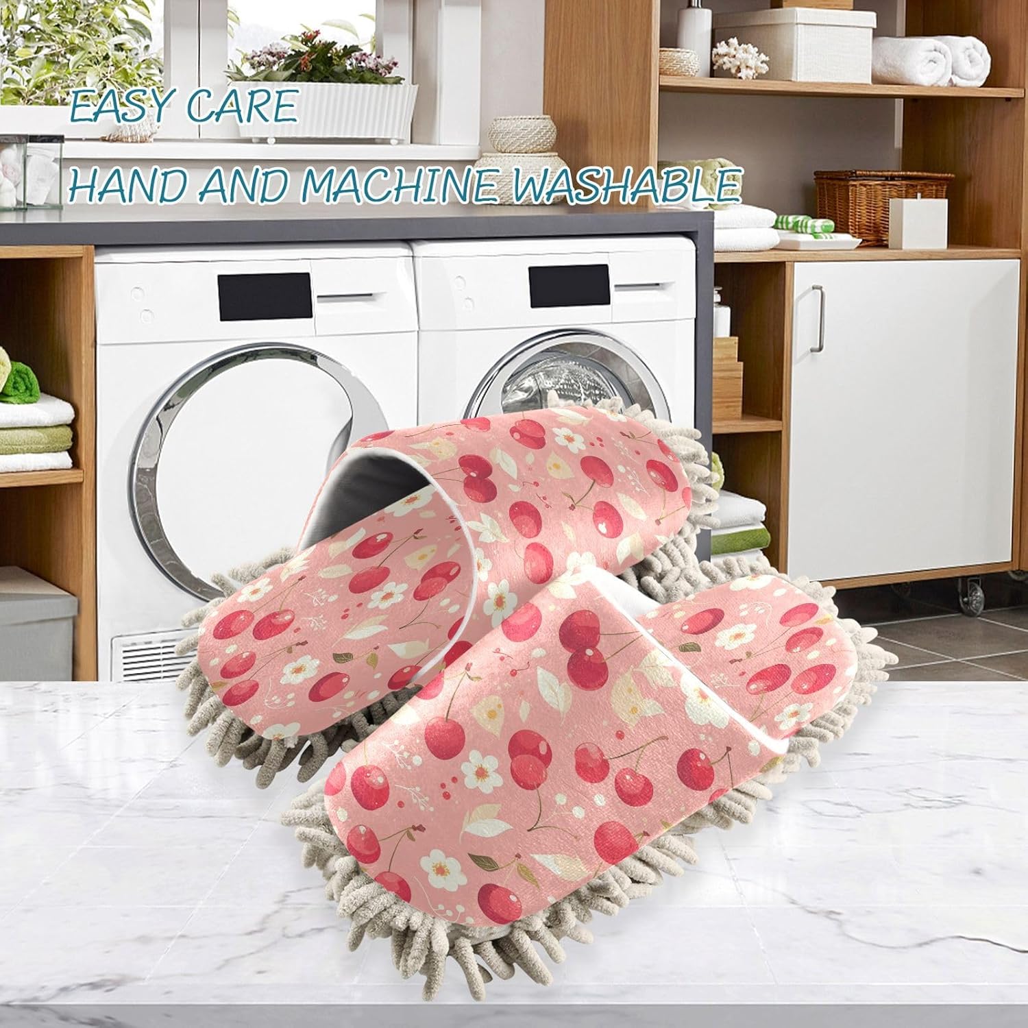 Zhirexin Vintage Cute Cherry Cleaning Slippers