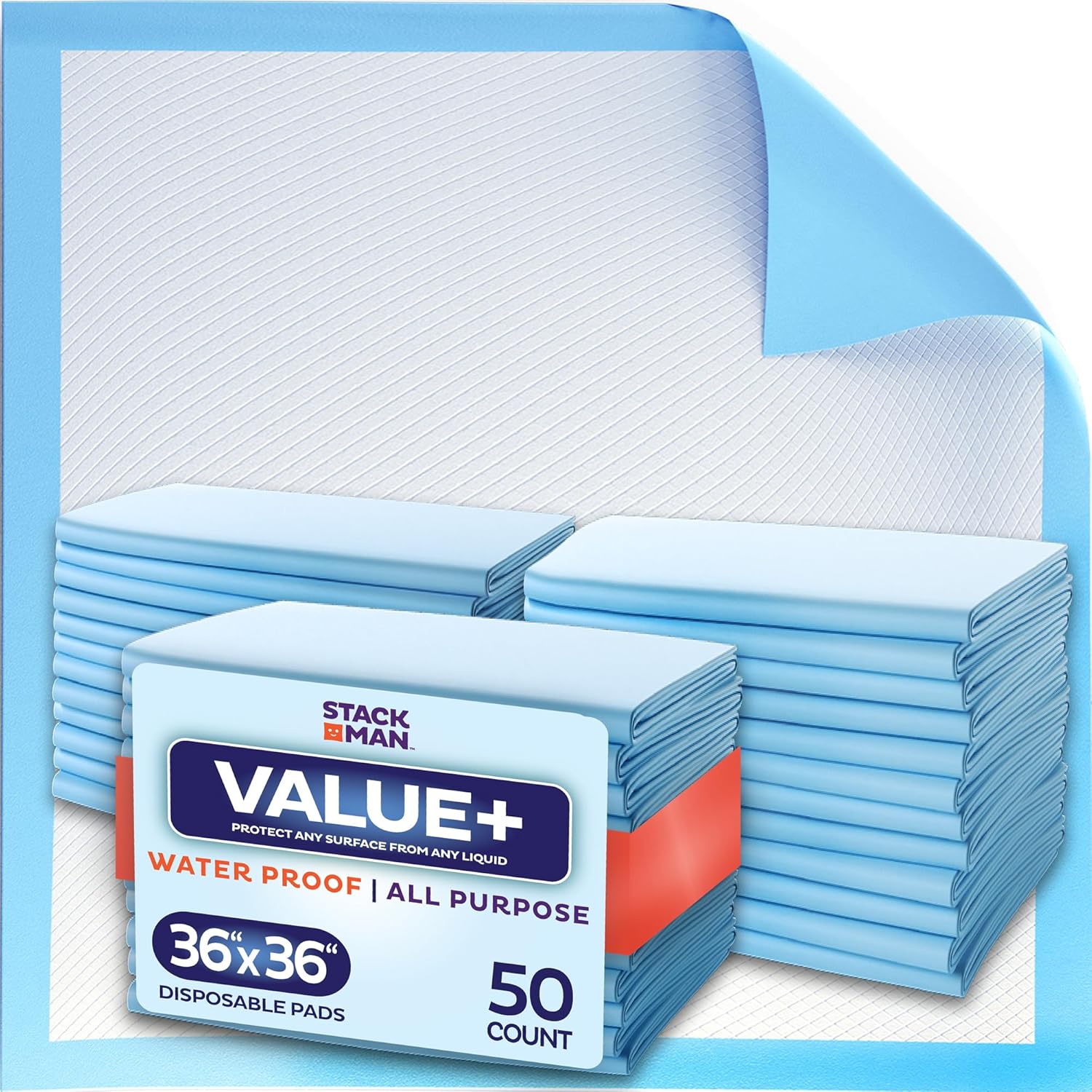 Stack Man 36x36 Chucks Pads 50-Pack Incontinence Underpads