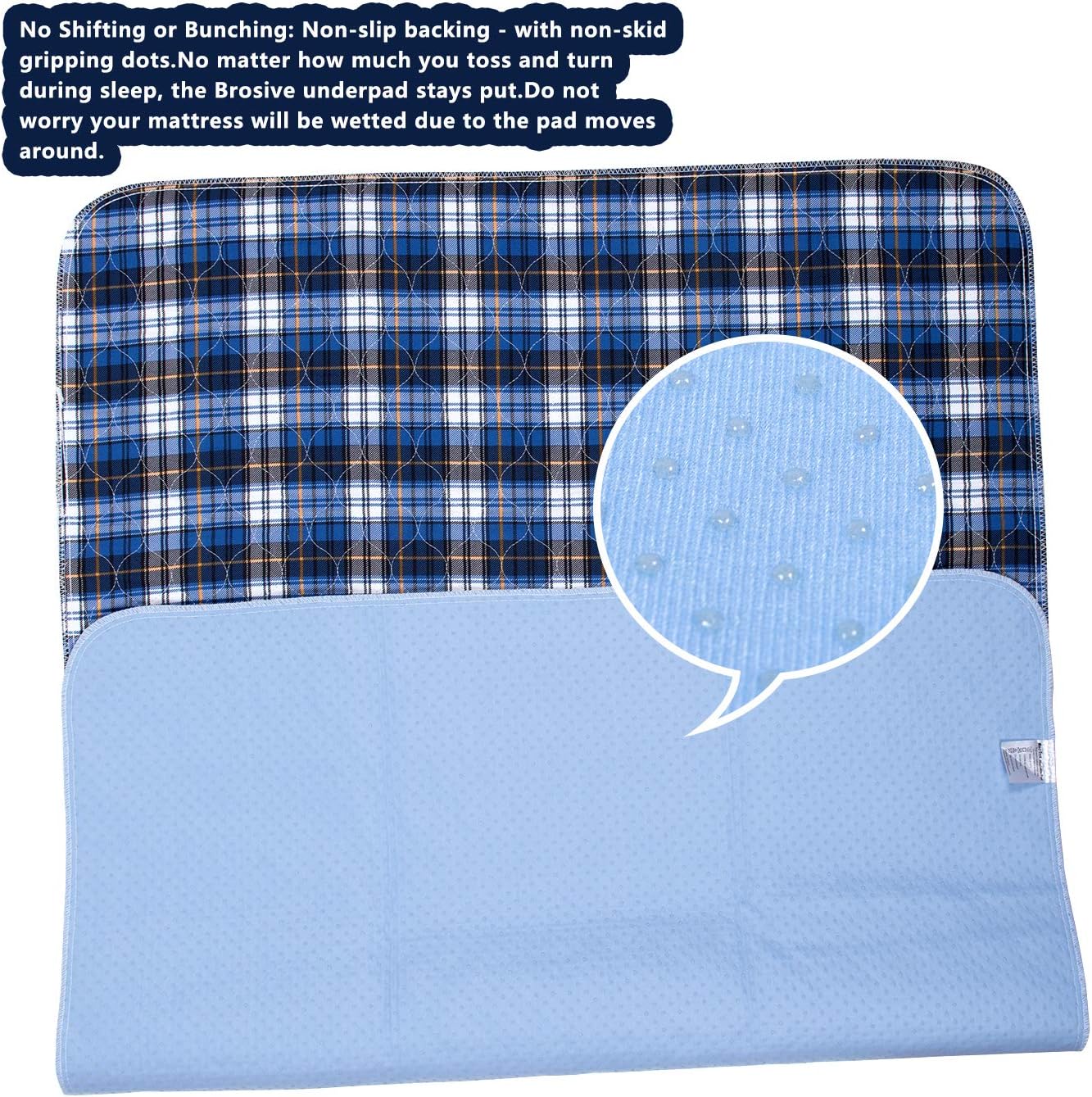 Brosive Non-Slip Bed Pads for Incontinence 36 x 34 2 Pack