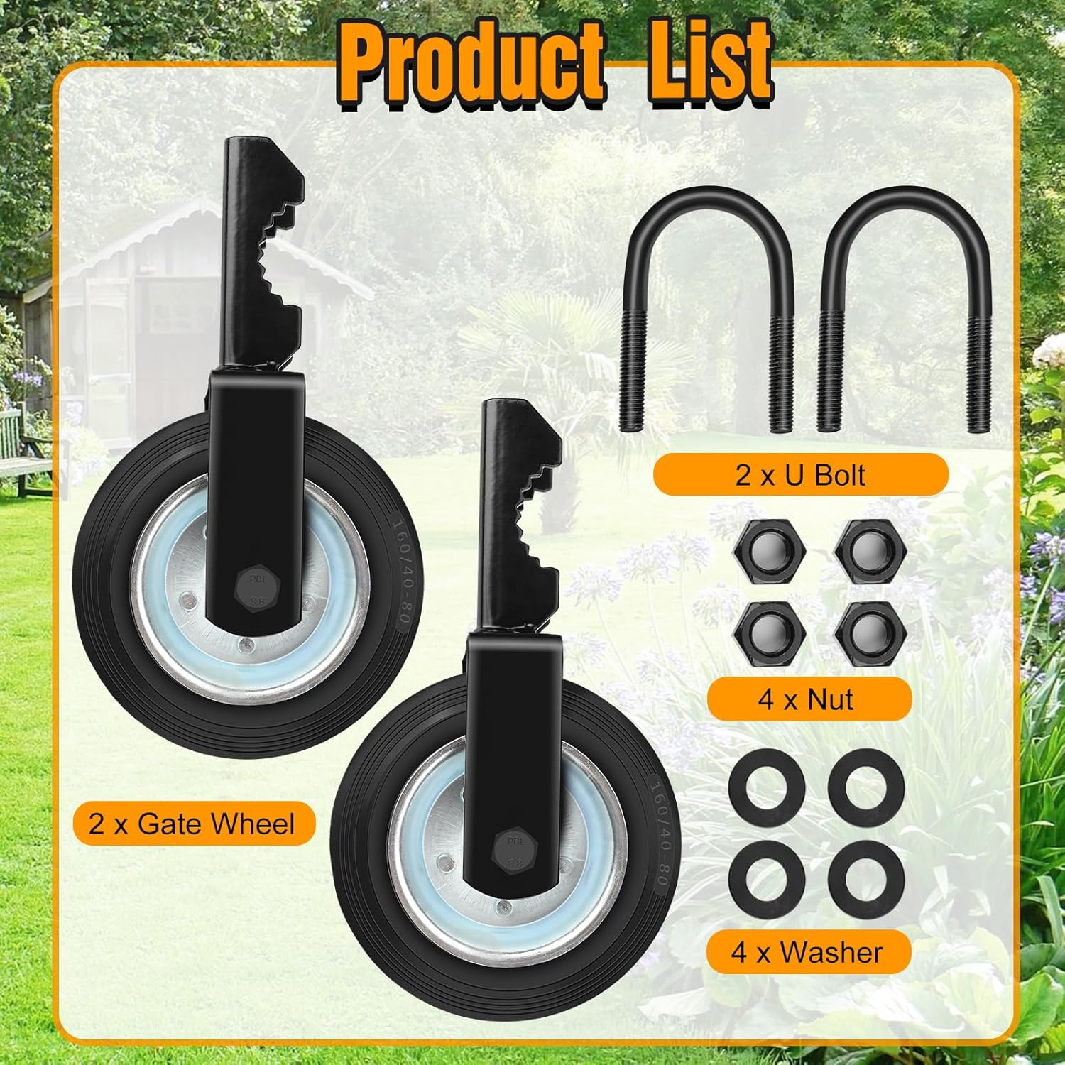 MOFEEZ Gate Wheel Set of 2 for Metal Swing Gates