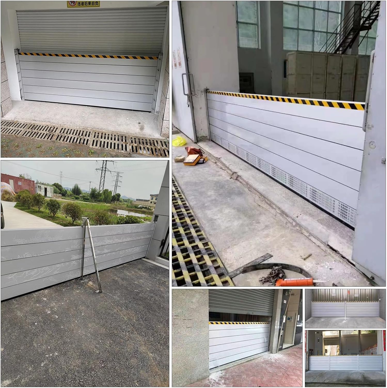 Flood Defense System - 47inch Aluminum Baffle Barriers Silver-L-175c
