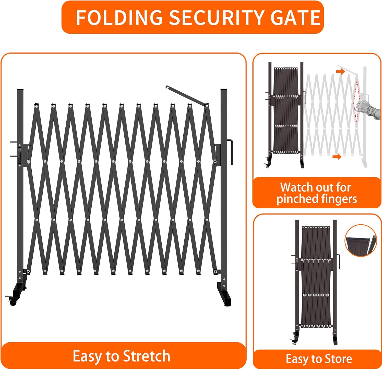 MOOITZ Folding Security Gate 130 x 406 Portable Barricade with Casters