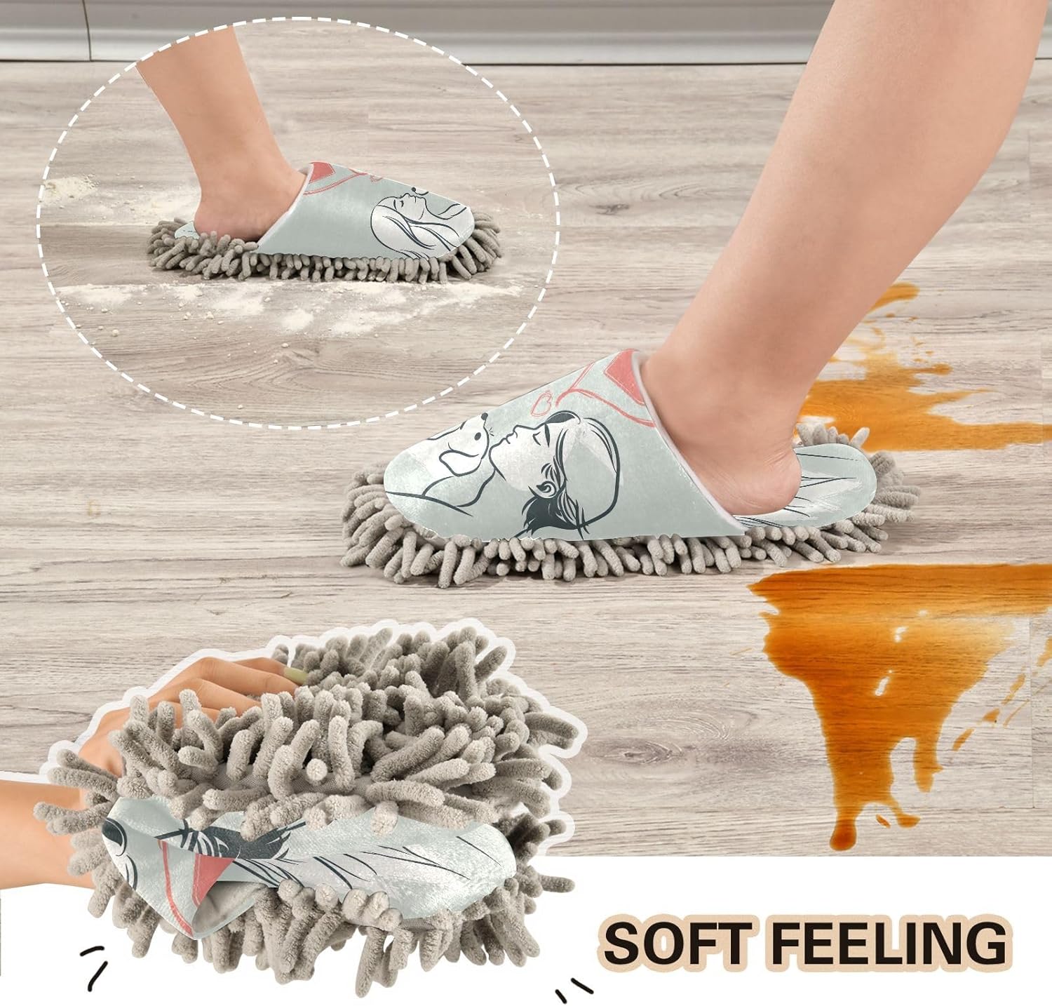 Zhirexin Comfortable Cleaning Mop Slippers for Men Women