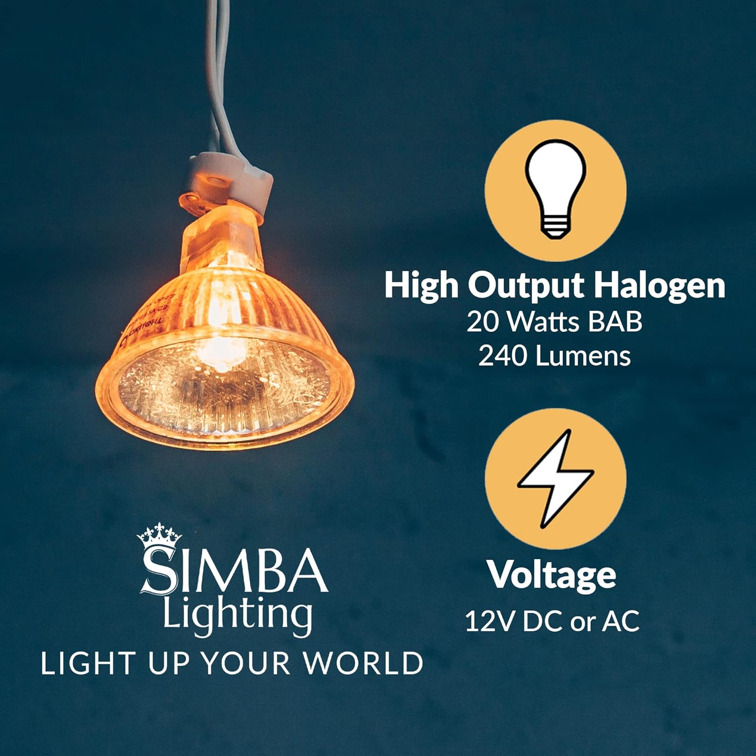 Simba Lighting Halogen MR16 20W 12V Bulbs 10 Pack Dimmable Warm White