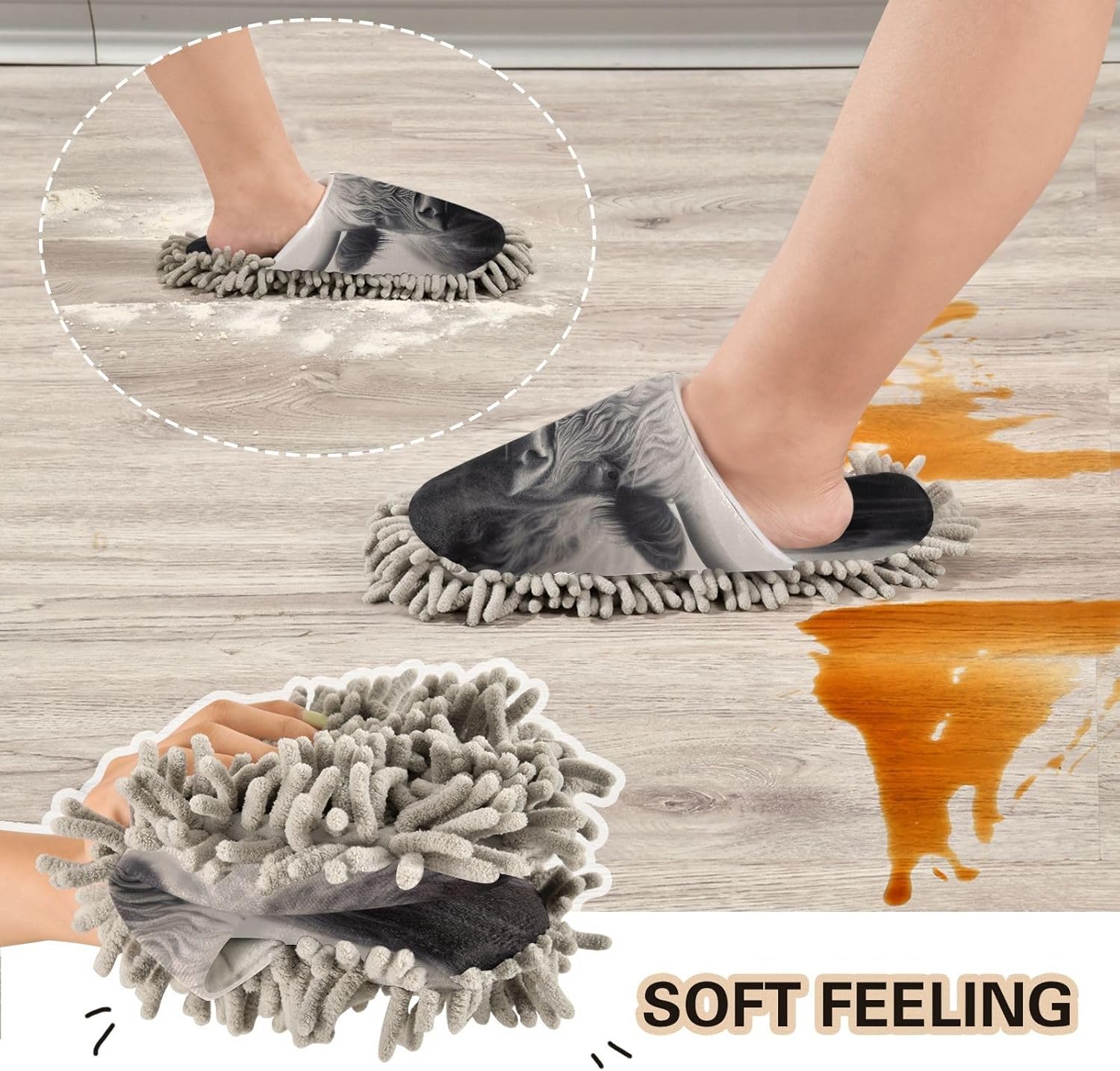 Zhirexin Microfiber Mop Slippers for Men Women