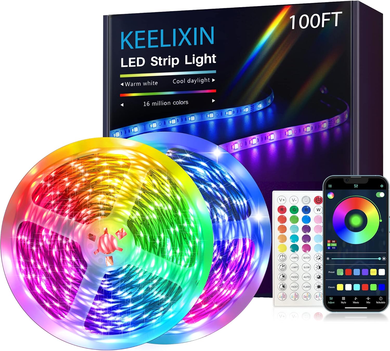 KEELIXIN Bluetooth Music Sync LED Strip Lights for Bedroom 1