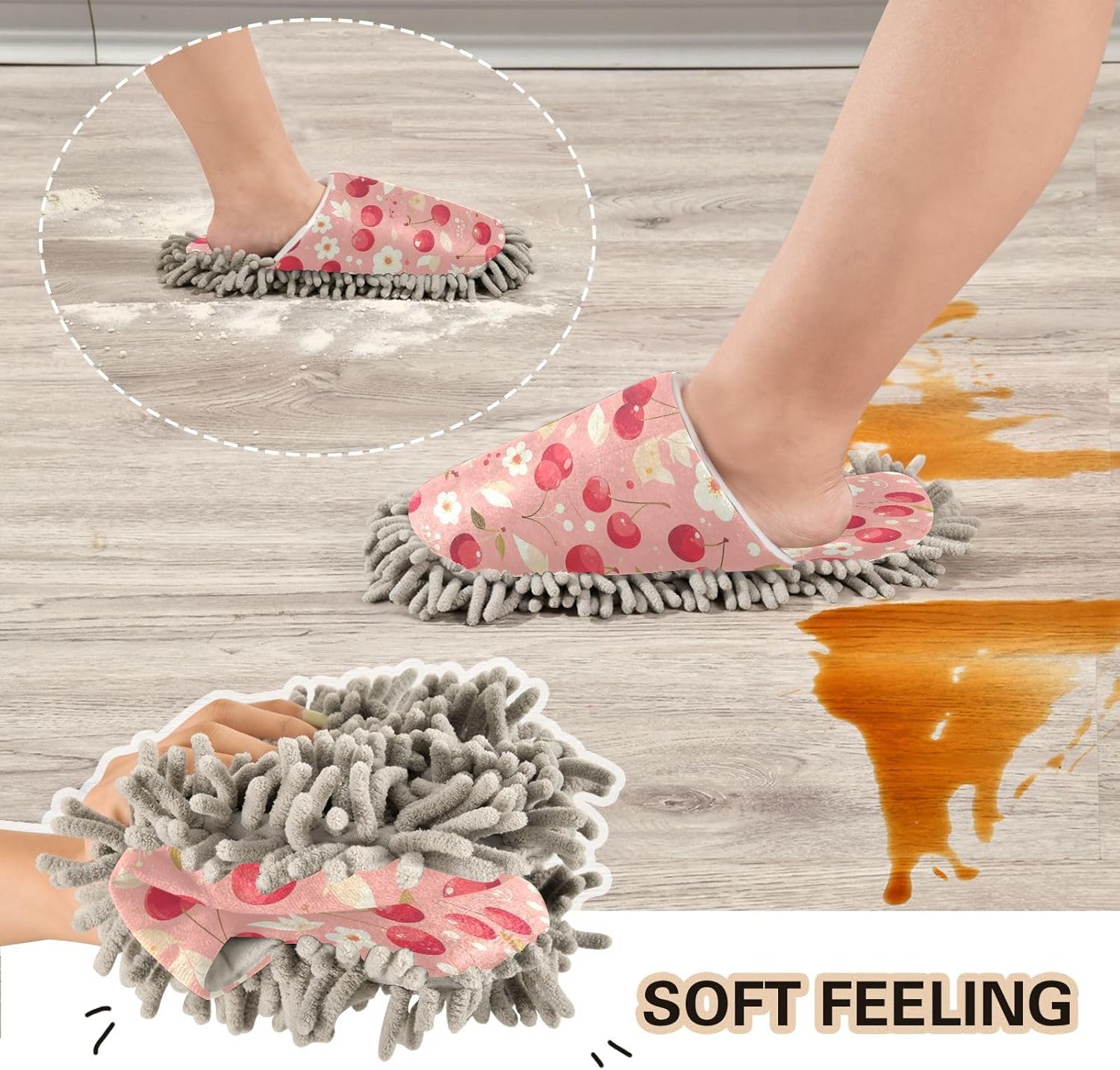 Zhirexin Vintage Cute Cherry Cleaning Slippers