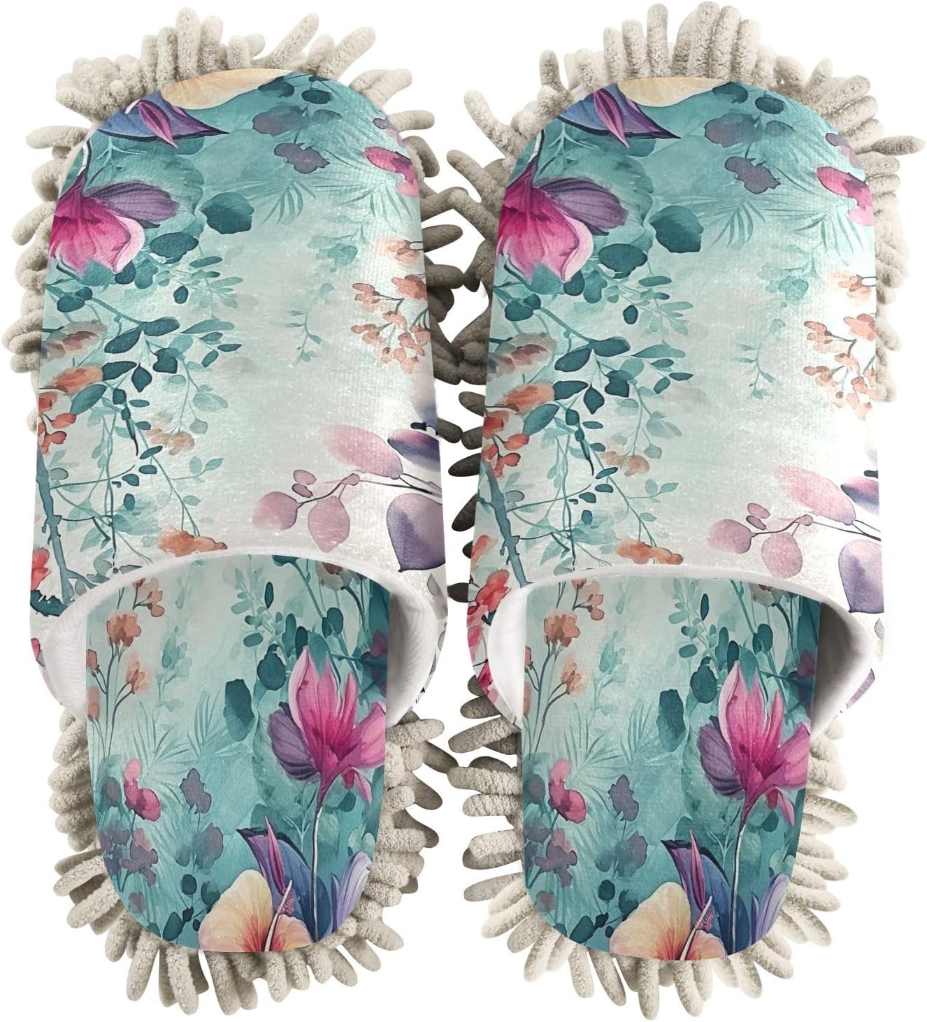 Zhirexin Watercolor Mop Slippers with Microfiber Sole