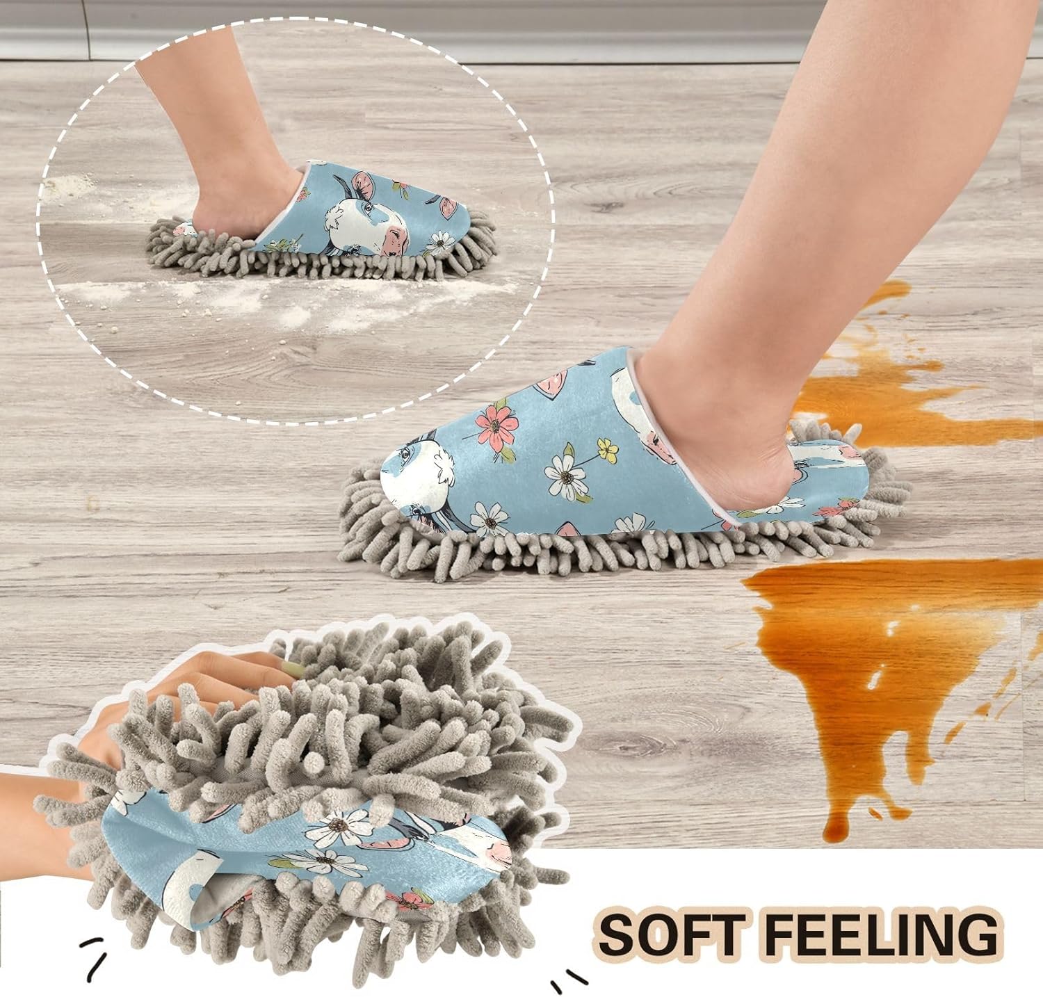 Zhirexin Vintage Cow Kitchen Cleaning Slippers