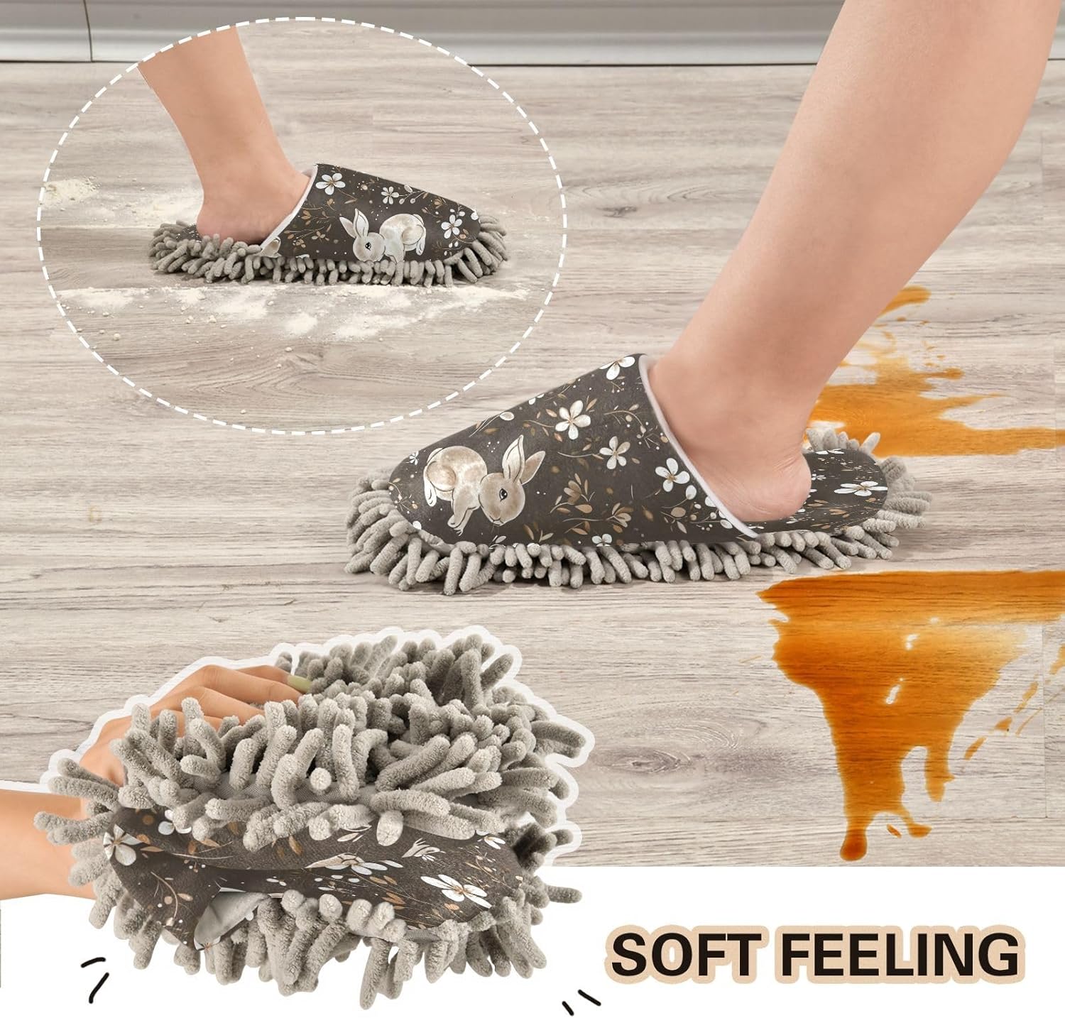 Zhirexin Microfiber Mop Slippers for Men Women Comfortable Cleaning Shoes 1