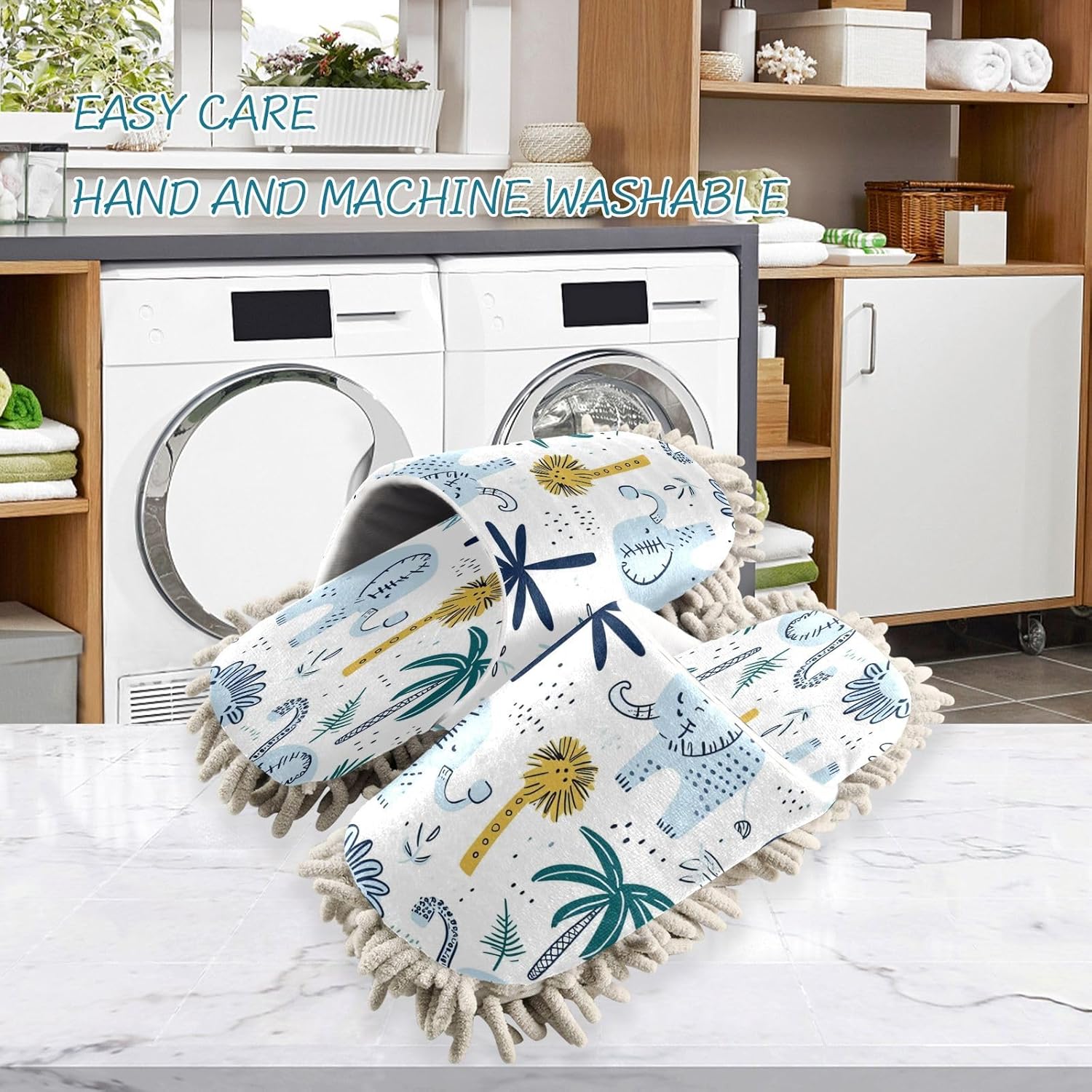 Zhirexin Cartoon Elephant Mop Slippers - Washable Comfortable