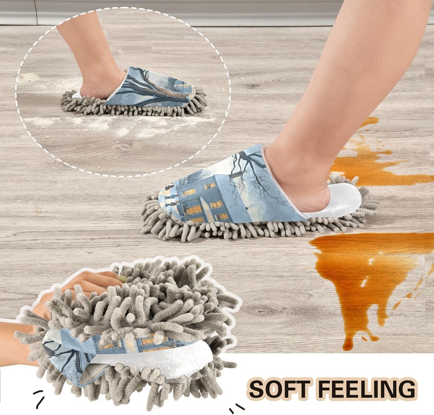 RunningBear White Christmas Snowman Mop Slippers
