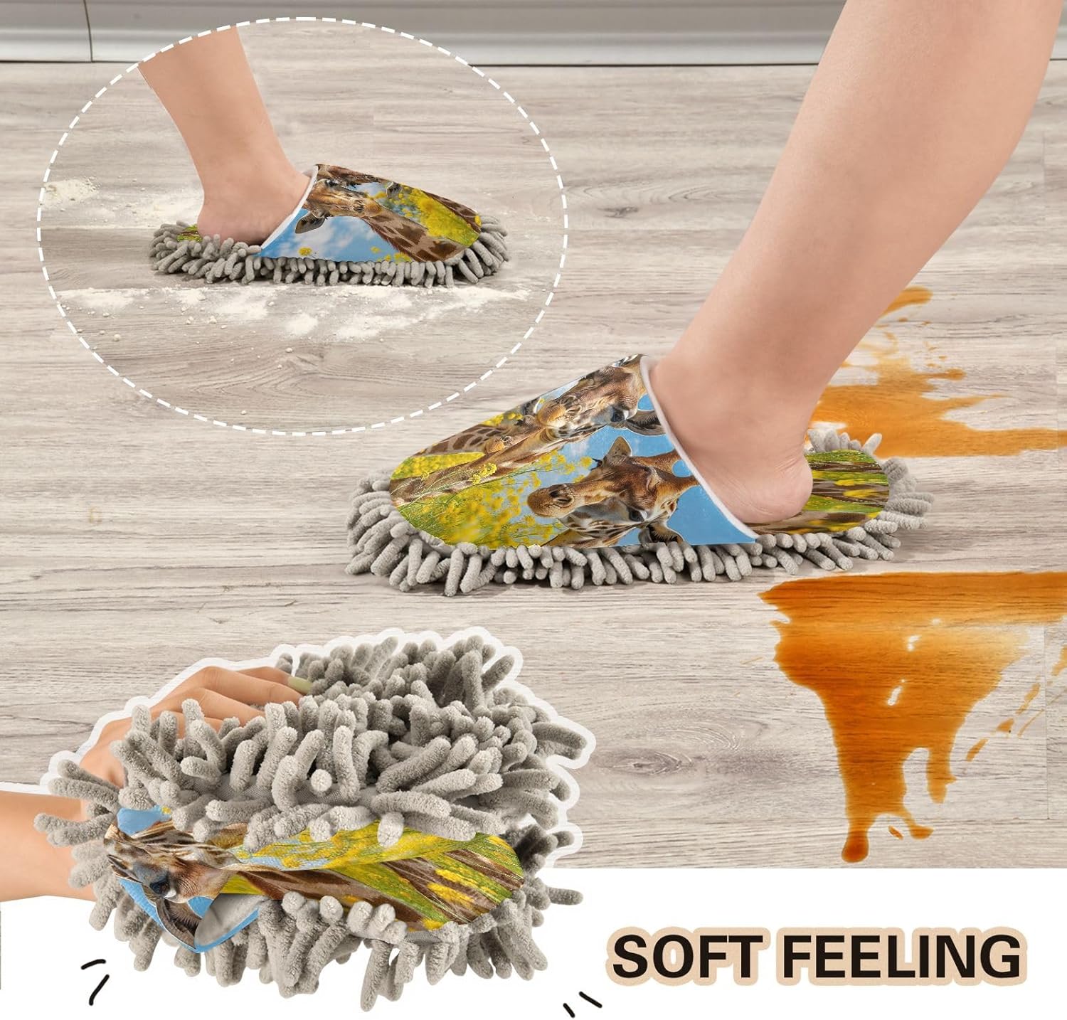 Zhirexin Mop Slippers for Men Women - Soft Cotton Flannel Microfiber