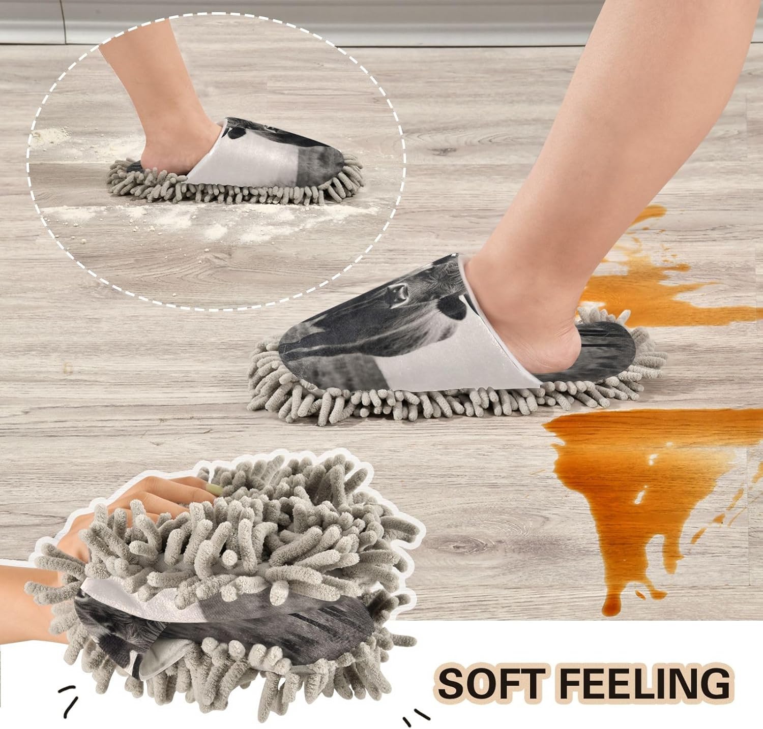Zhirexin Microfiber Mop Slippers for Men Women Comfortable Cleaning Shoes