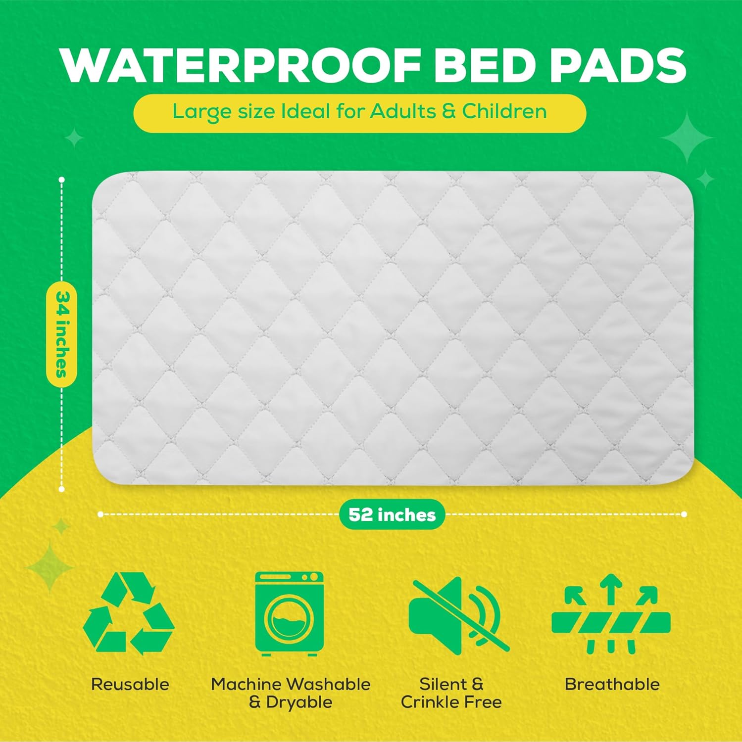 McLiberty Bed Pads Washable Waterproof Pack of 2 1