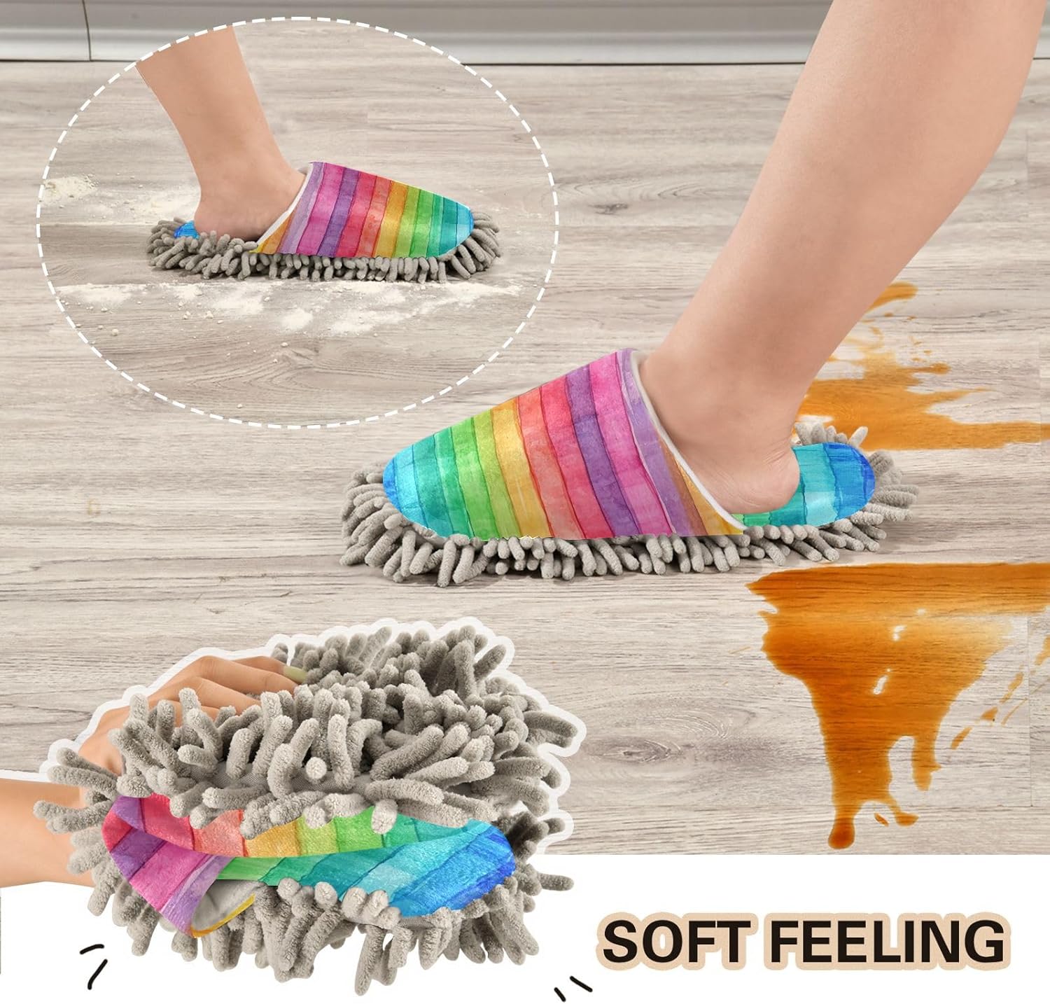 Zhirexin Colorful Stripes Cleaning Slippers 1