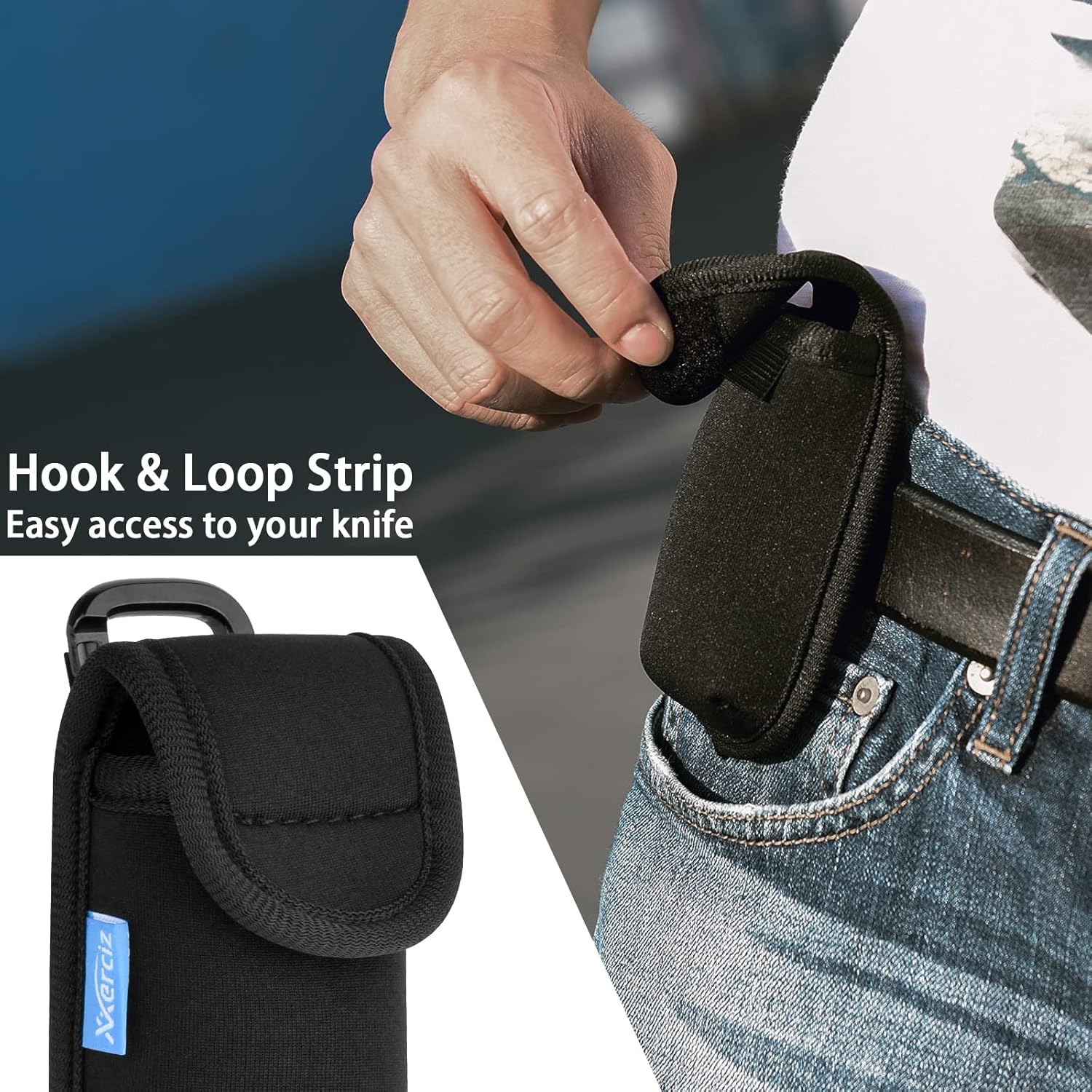Xxerciz 4 Inch Pocket Knife Sheath with Carabiner