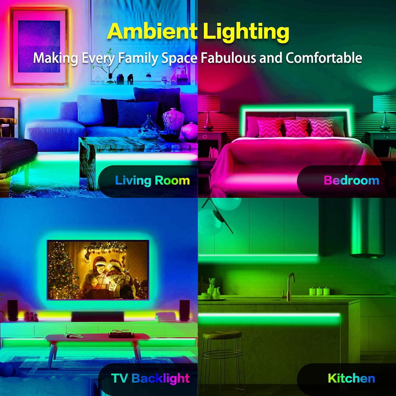 KEXU 50ft Smart WiFi LED Strip Light with Alexa and Google Assistant
