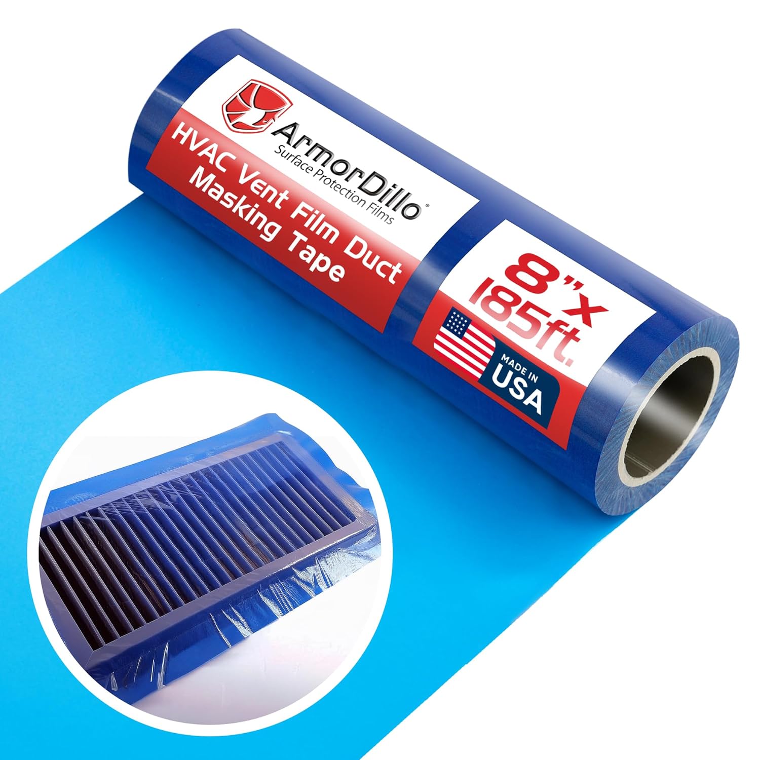 ArmorDillo Vent Film Duct Masking Tape - 8 x 185ft Blue Self-Adhesive