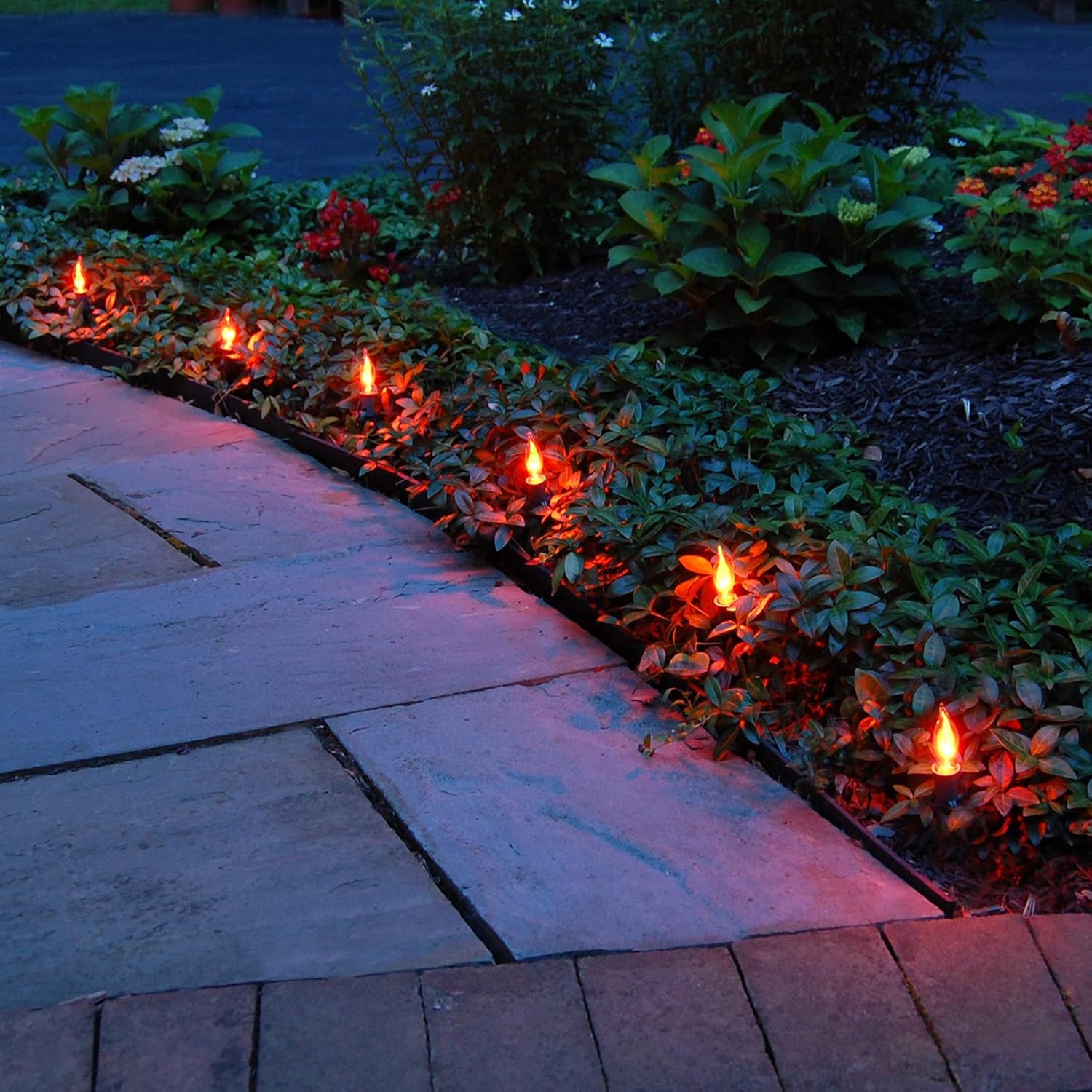 Lumabase Pathway Lights with 10 Flickering Orange Bulbs 1