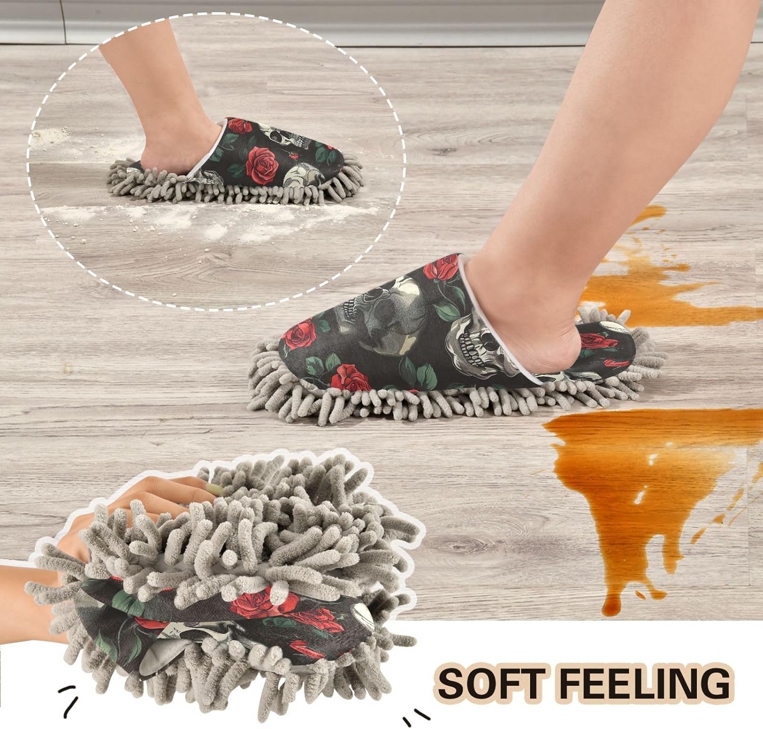Zhirexin Rose Skulls Cleaning Slippers 1
