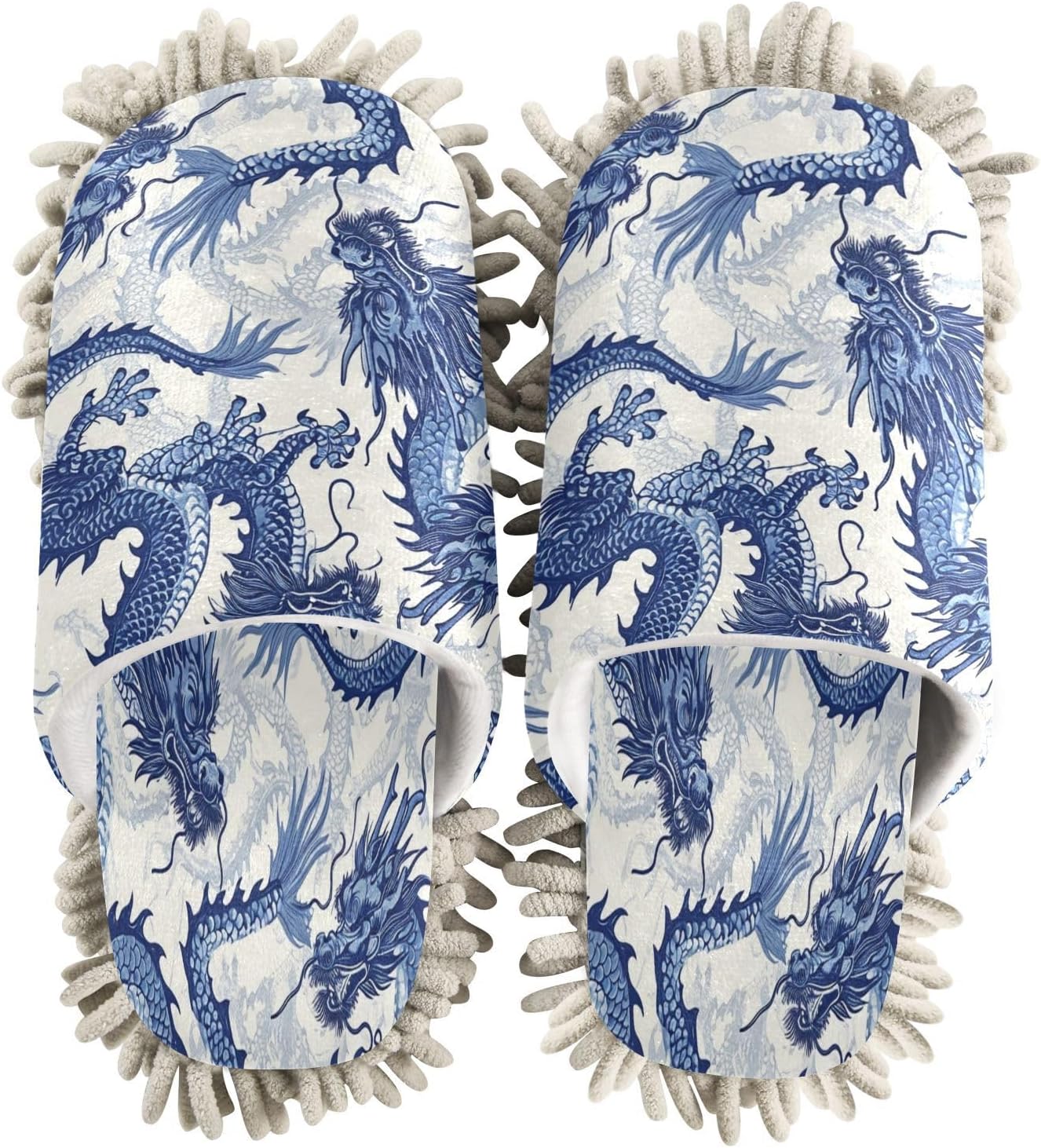 Zhirexin Blue Dragons Microfiber Mop Slippers for Men Women 1