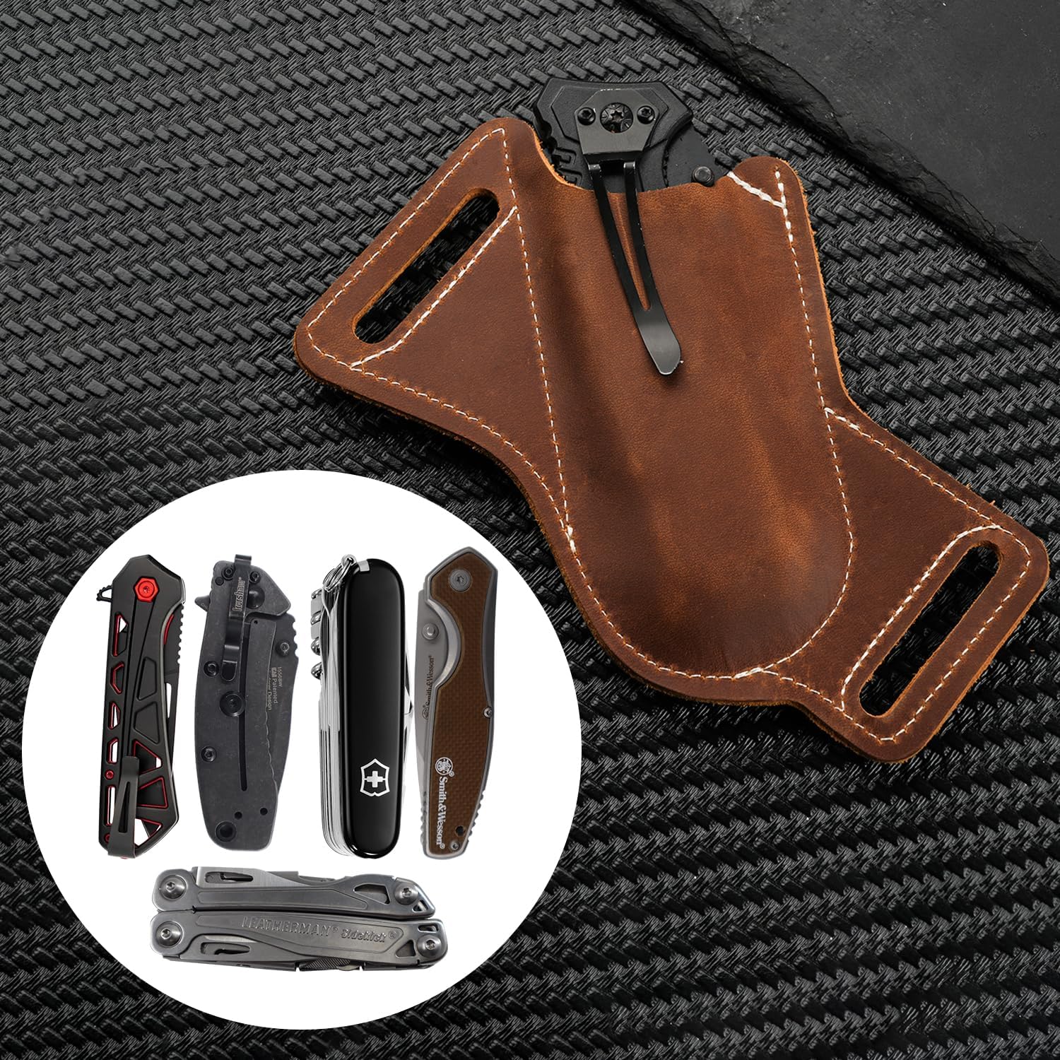 5 Inch Folding Knife Sheath for Men Belt Clip Holster
