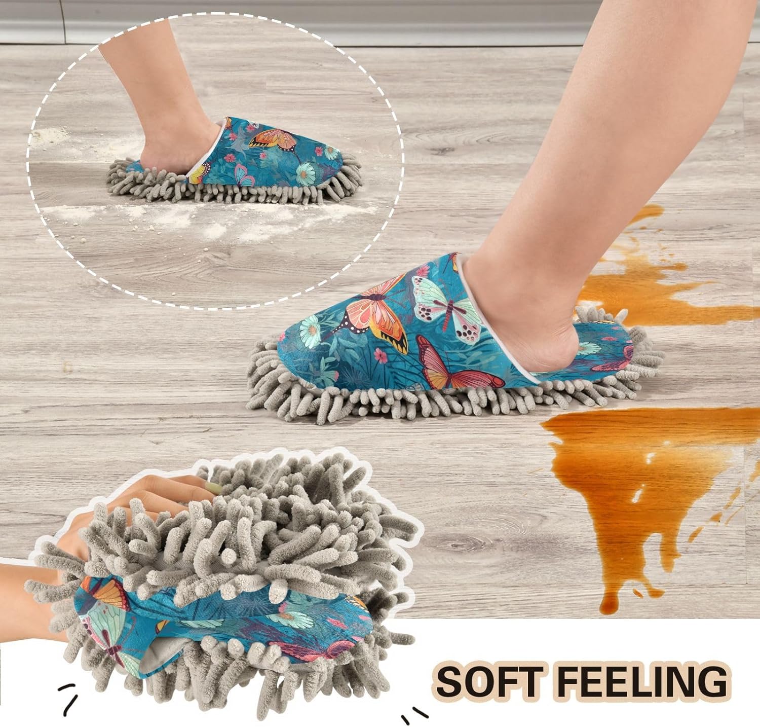 Zhirexin Butterfly Cleaning Slippers for House Floor