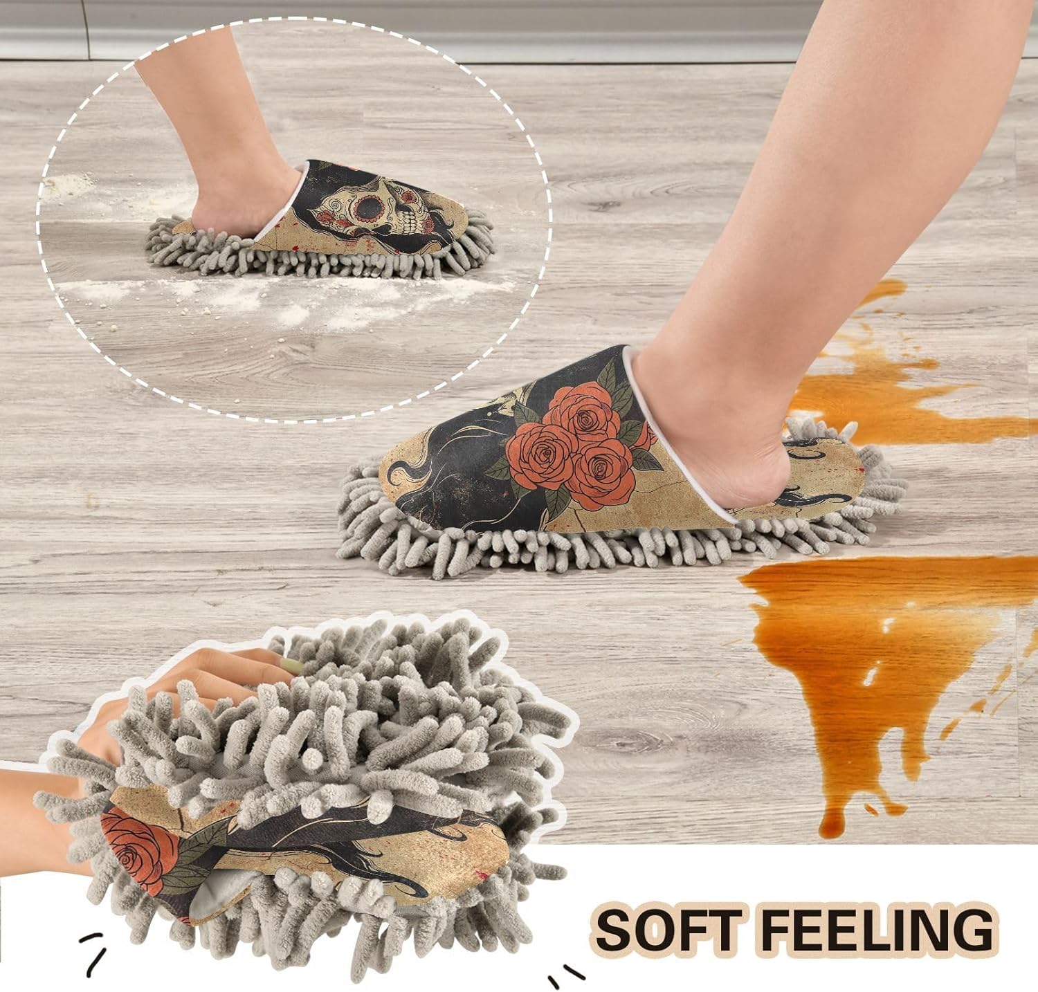Zhirexin Rose Beauty Skeleton Cleaning Slippers