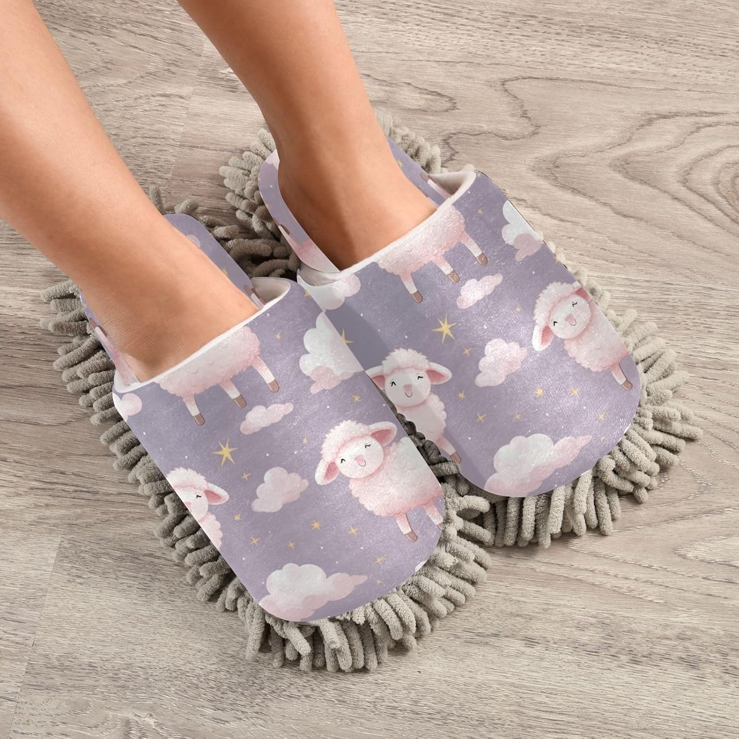 Zhirexin Cute Sheep Cleaning Slippers - Washable Mop Shoes