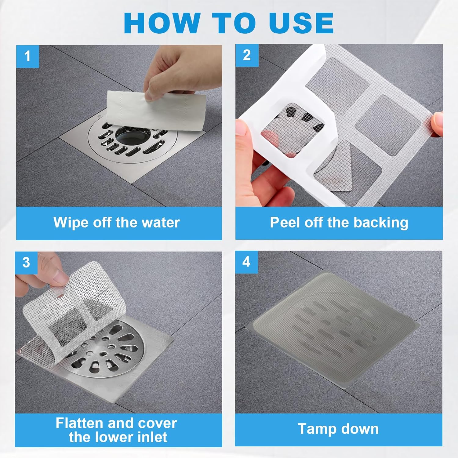50Pcs Disposable Hair Catcher for Shower Drain Bathroom Kitchen Use