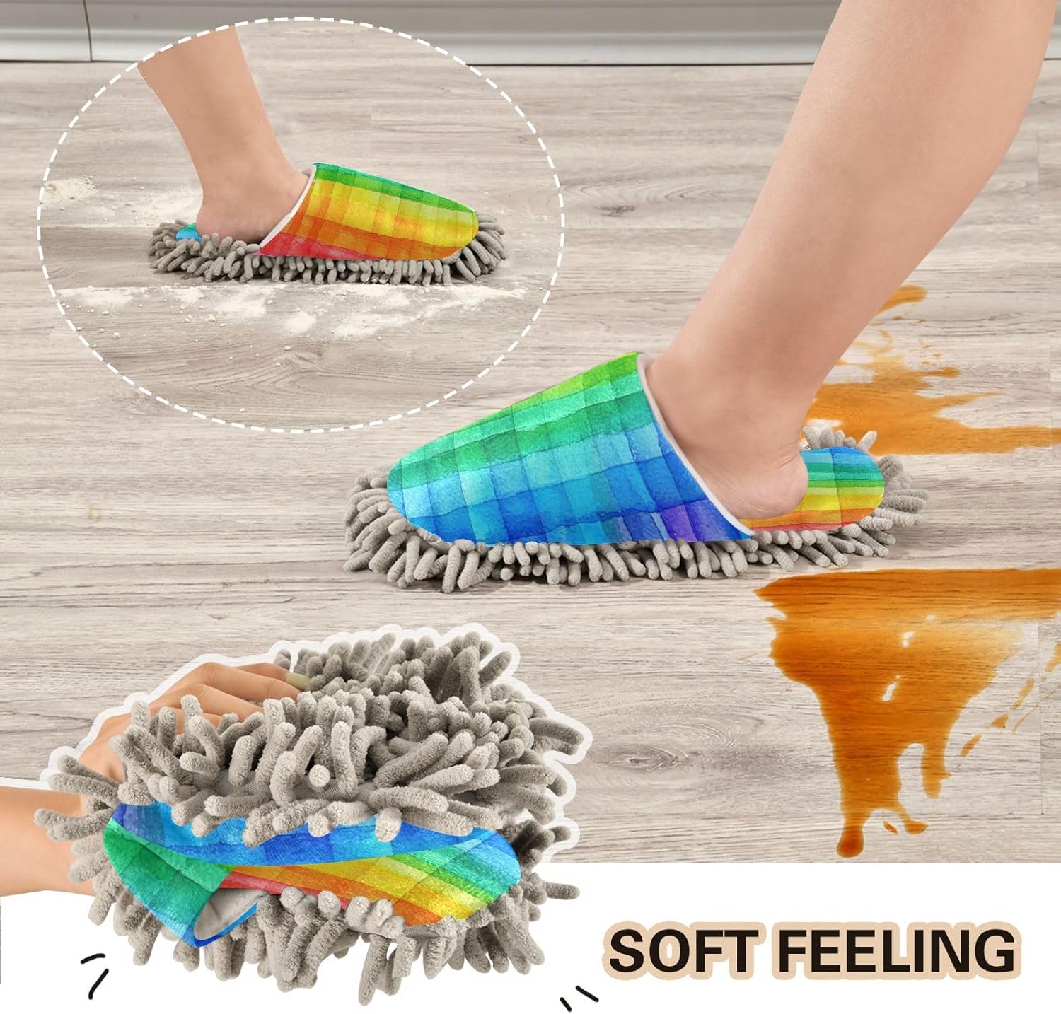 Zhirexin Colorful Stripes Cleaning Slippers