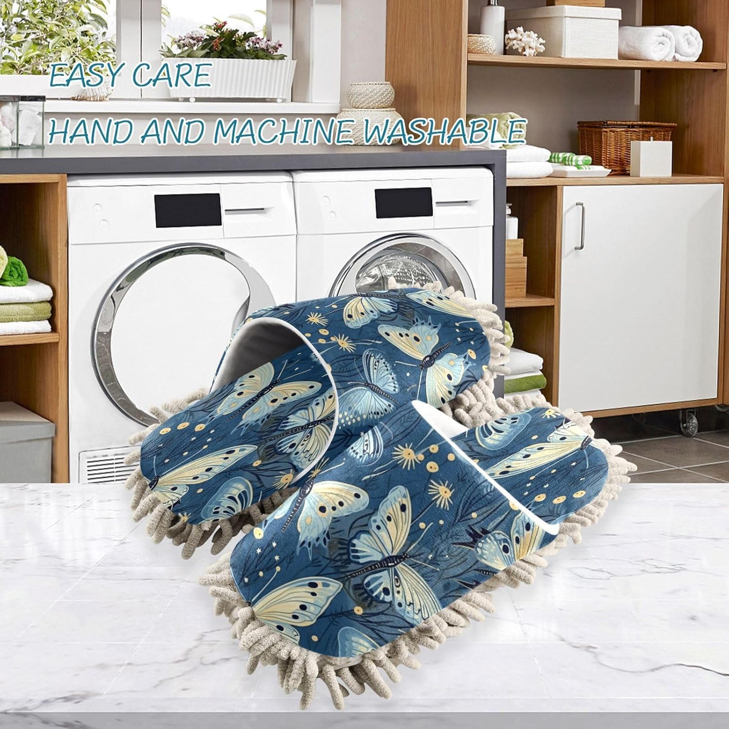 Zhirexin Butterfly Microfiber Mop Slippers