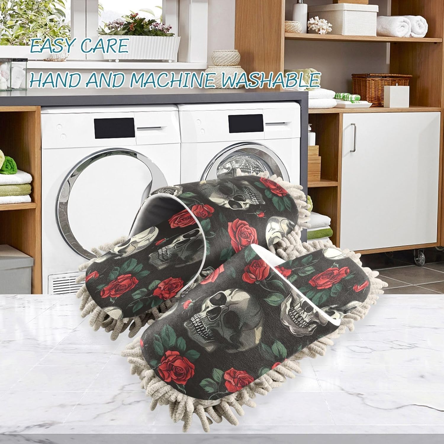 Zhirexin Rose Skulls Cleaning Slippers 1