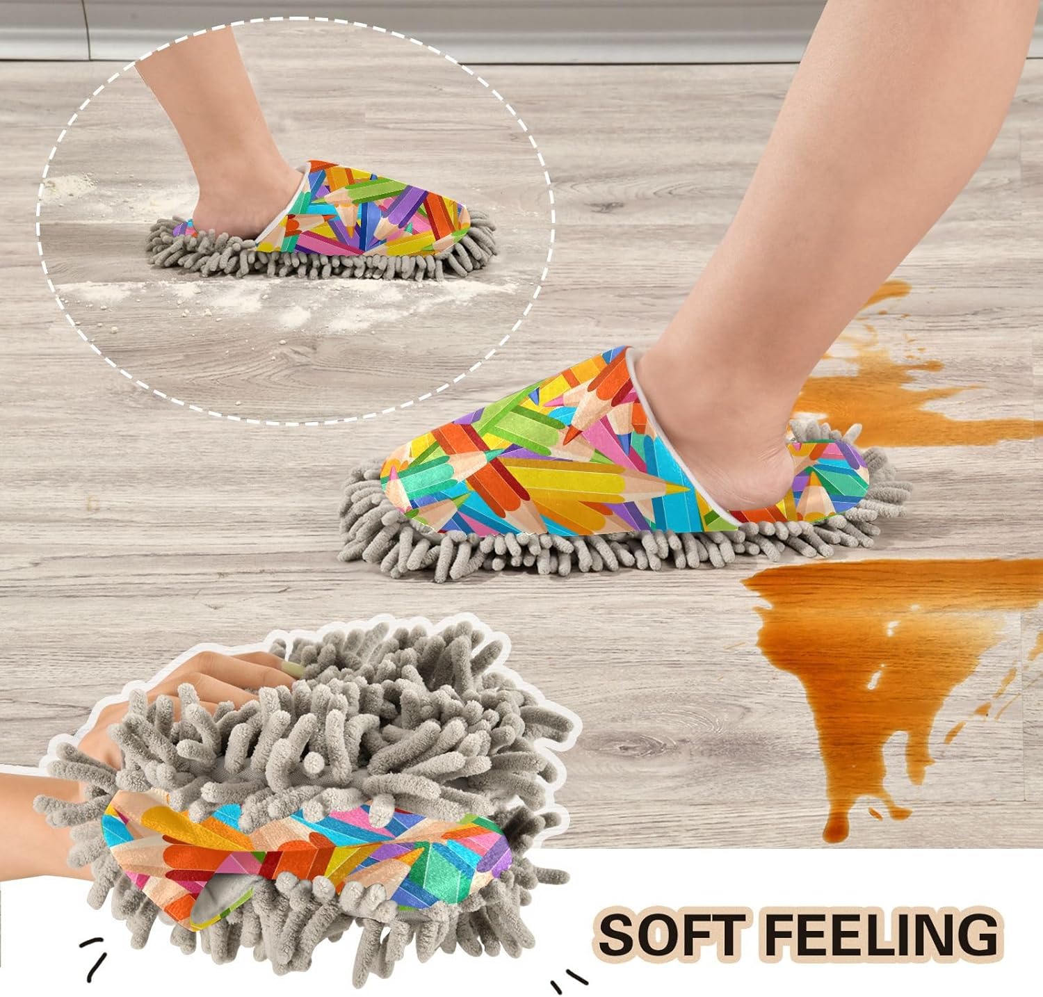Sinestour Mop Slippers for Floor Cleaning Washable and Comfortable