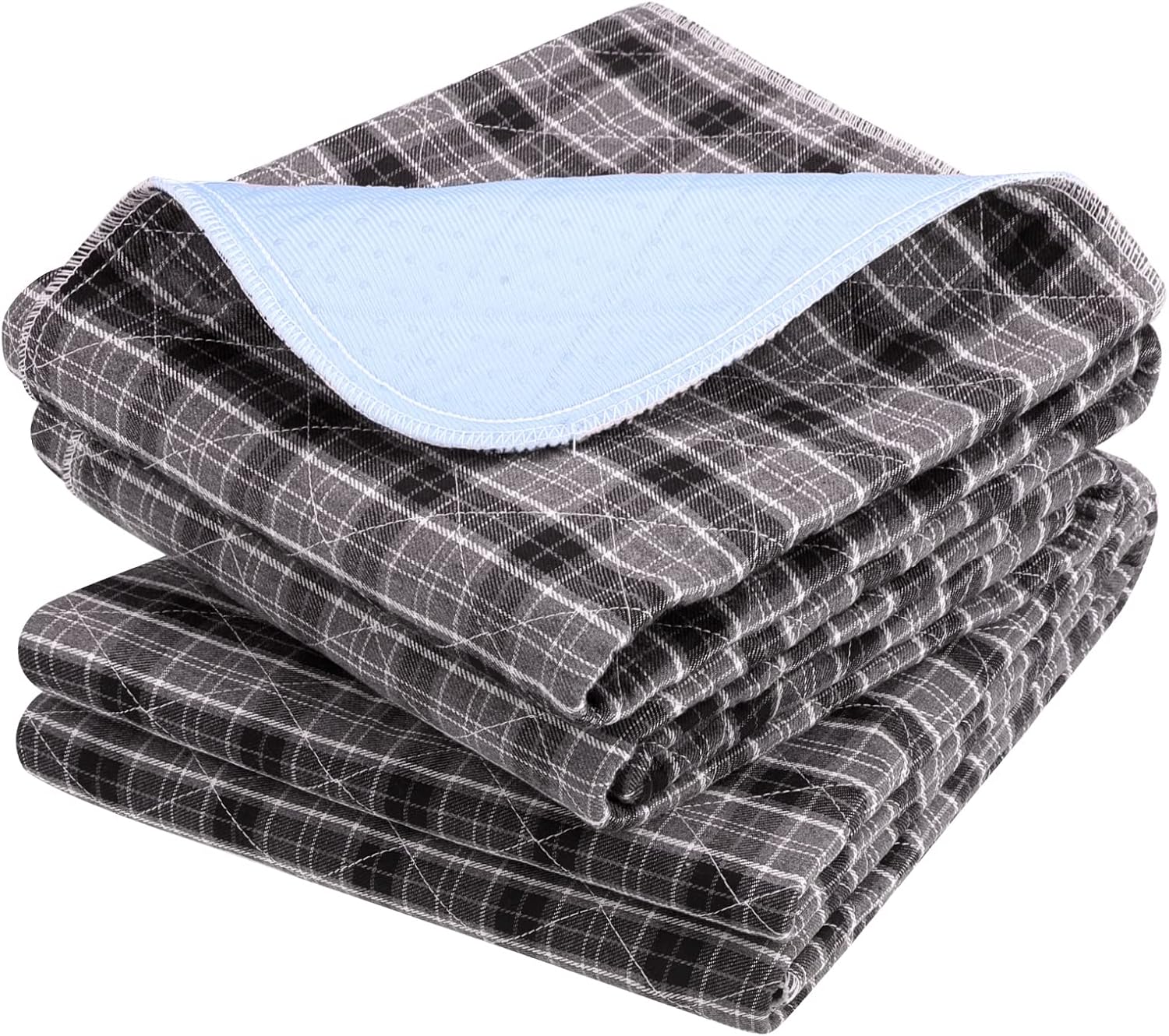 OUTCREATOR Washable Bed Pads 34x56 Black Plaid Pack of 2 1