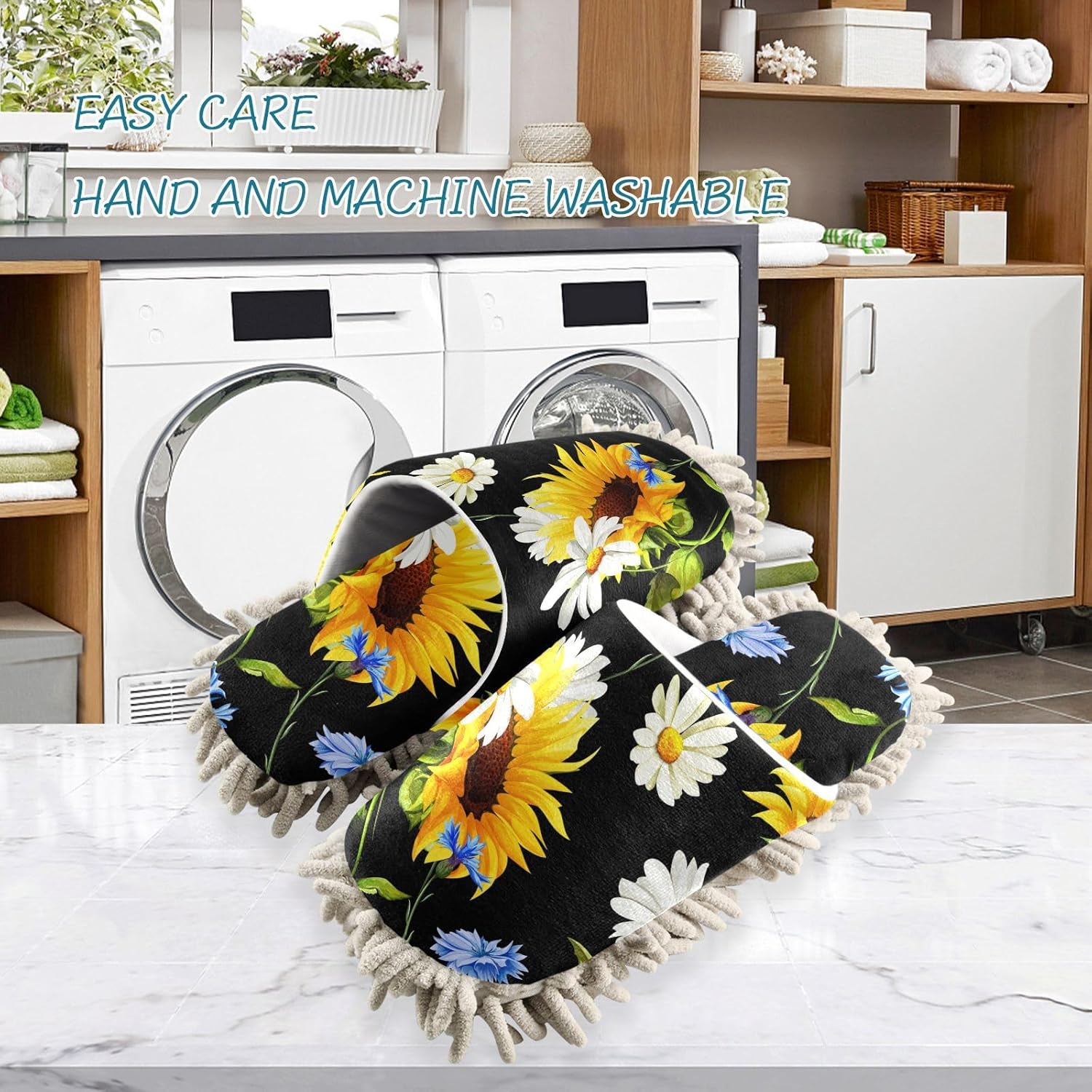 Sinestour Mop Slippers with White Yellow Design