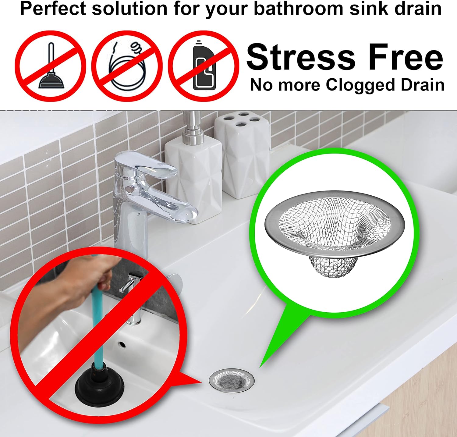 12 Pack Mesh Drain Strainer Hair Catcher for Sinks