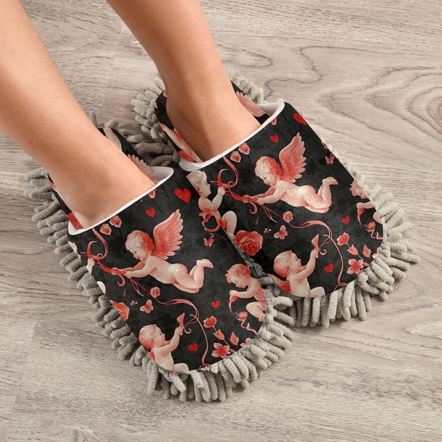 Cute Baby Kitchen Cleaning Slippers with Microfiber Mop Pads