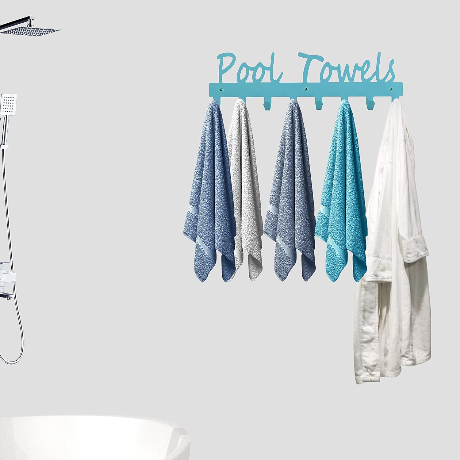 Pool Towel Rack with 8 Hooks for Bathroom and Outdoor Use