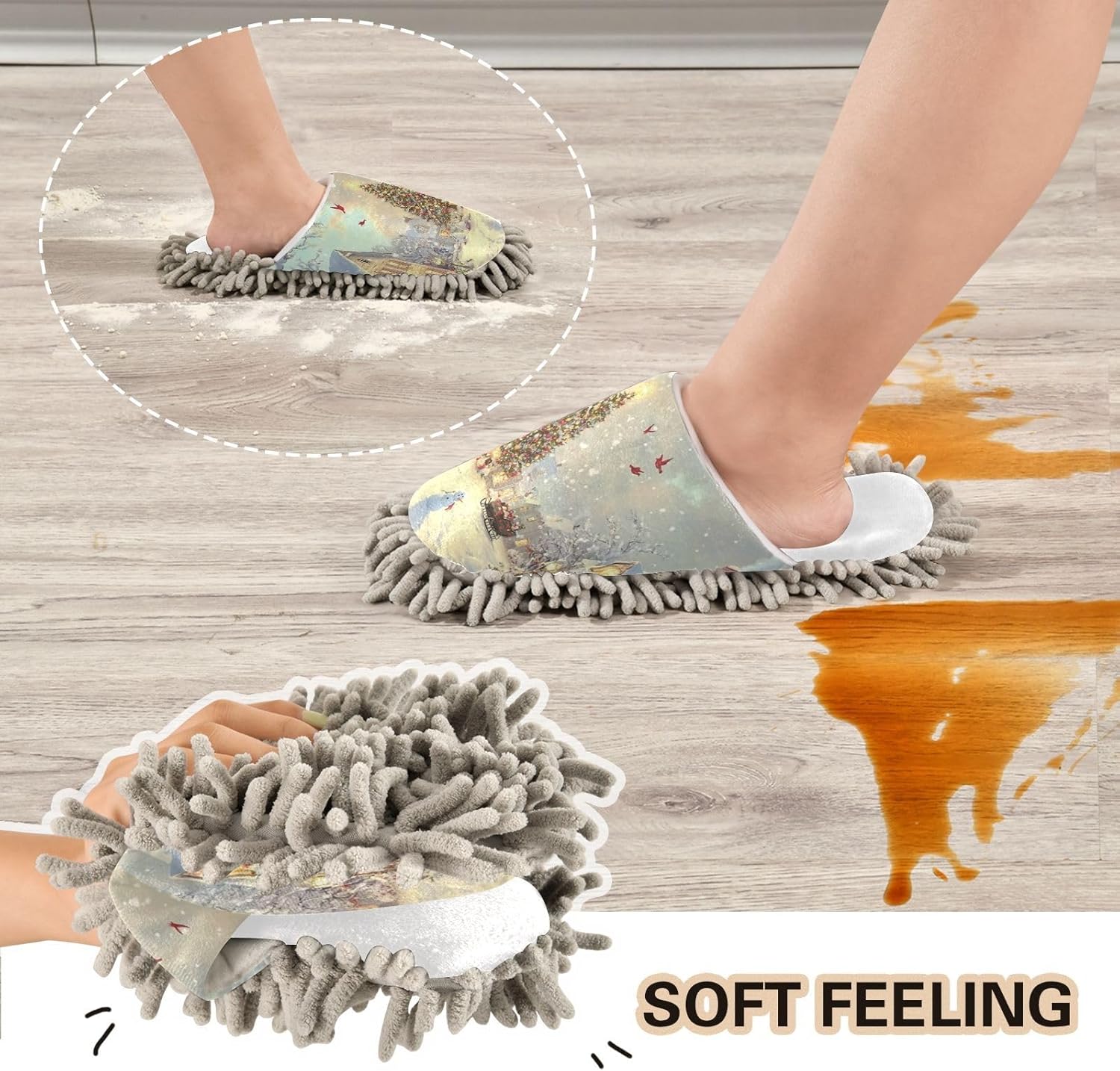RunningBear Chenille Mop Slippers for Home Office Cleaning