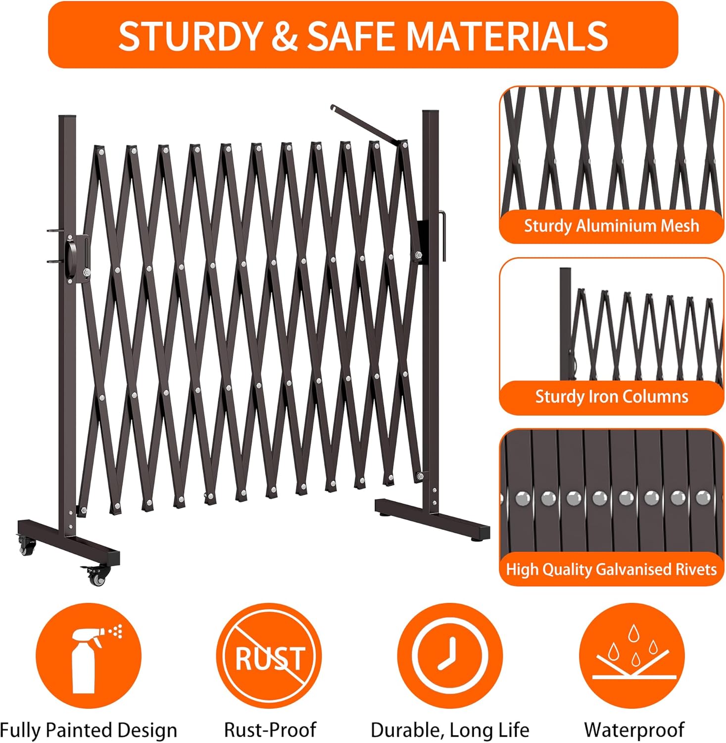 MOOITZ Folding Security Gate 130 x 406 Portable Barricade with Casters