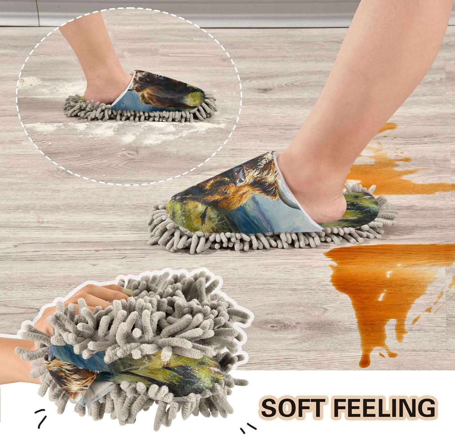 Zhirexin Cleaning Slippers with Microfiber Mop Pads 1